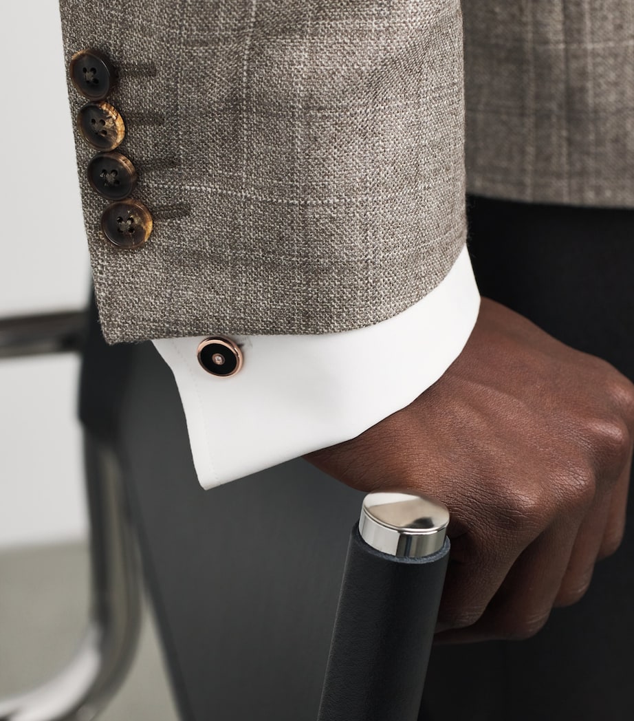 Deakin & Francis Rose Gold-Plated, Diamond and Onyx Cufflinks Rose Image 2
