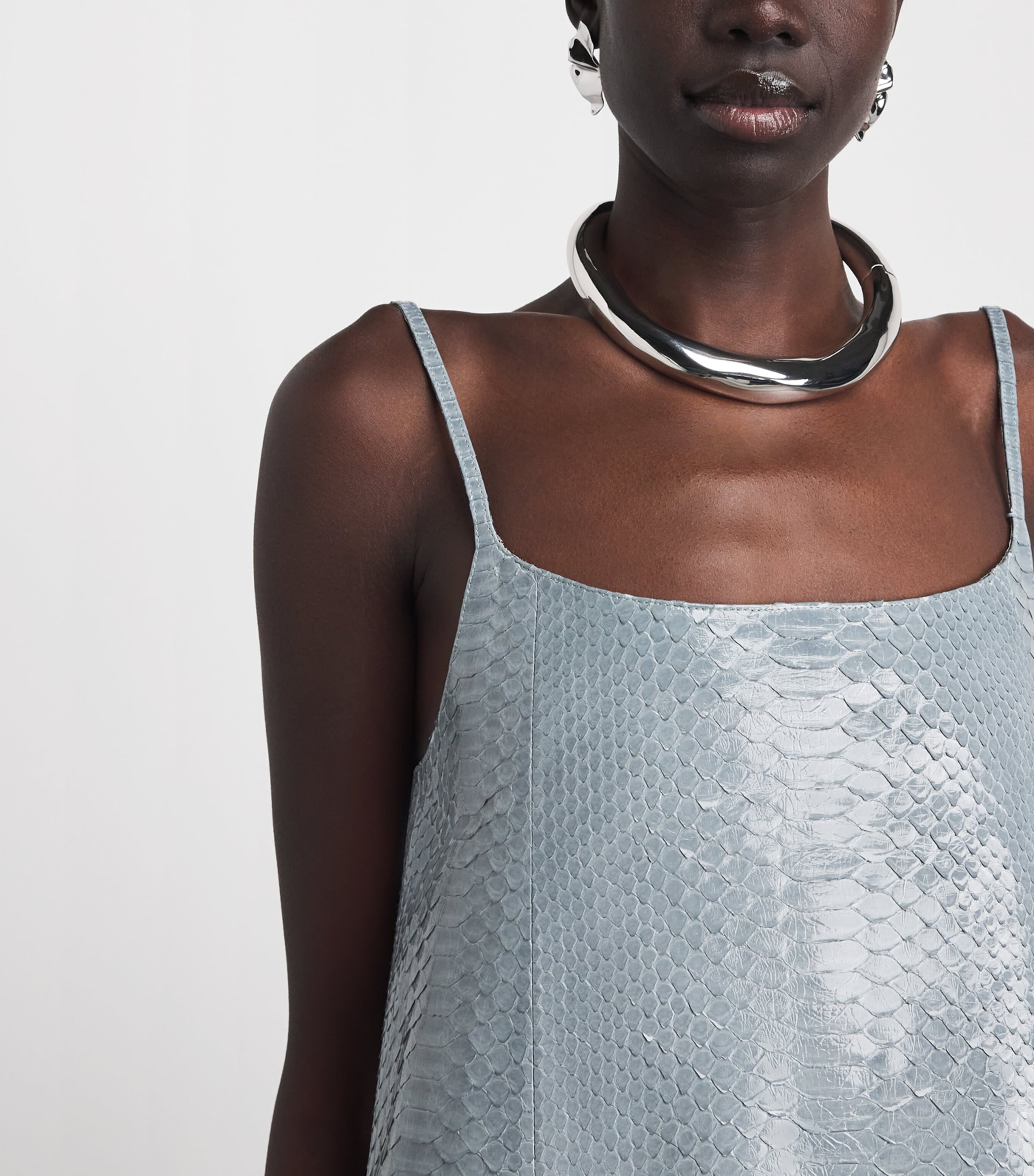 alaia silver dress Metallic knit halterneck gown in silver - Alaia