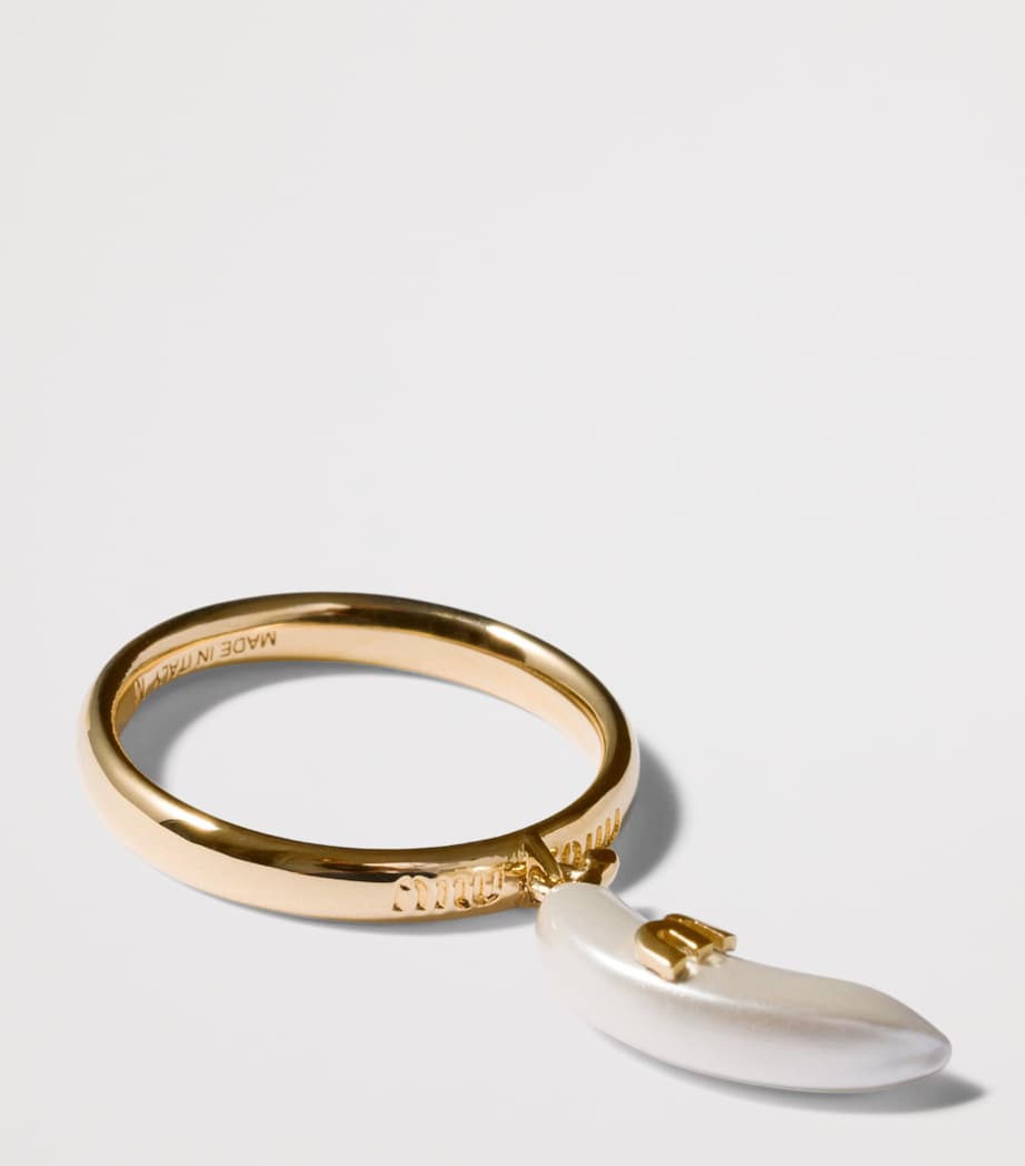 Miu Miu Pearl-Effect Charm Ring Gold/silver Image 2