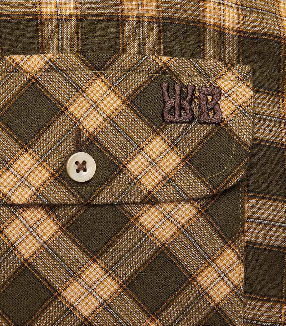 Wales Bonner Mens Cotton Check Canopy Shirt Jade / Ocre / Oyster Image 6