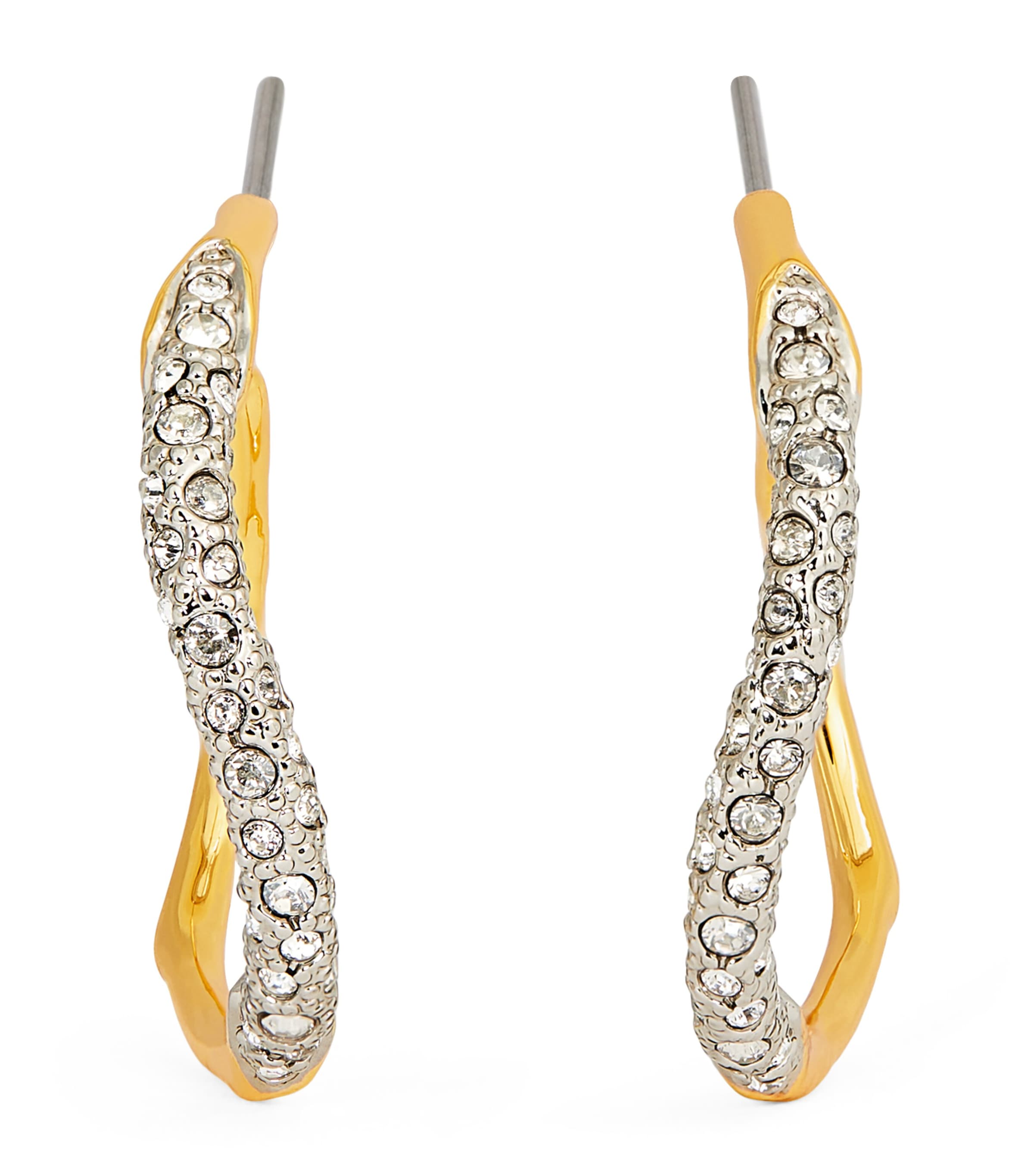 Shop Alexis Bittar Gold-plated Pavé Solalnes Hoop Earrings