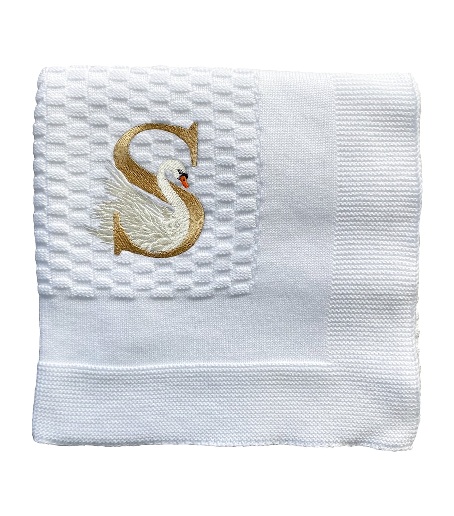 PAINT MY DREAMS Cotton 'S' Monogram Blanket (95cm x 95cm) White Image 1