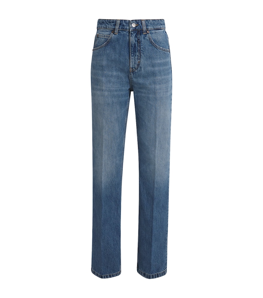 Victoria Beckham Womens Julia Straight Jeans Worn Blue Wash Image 1