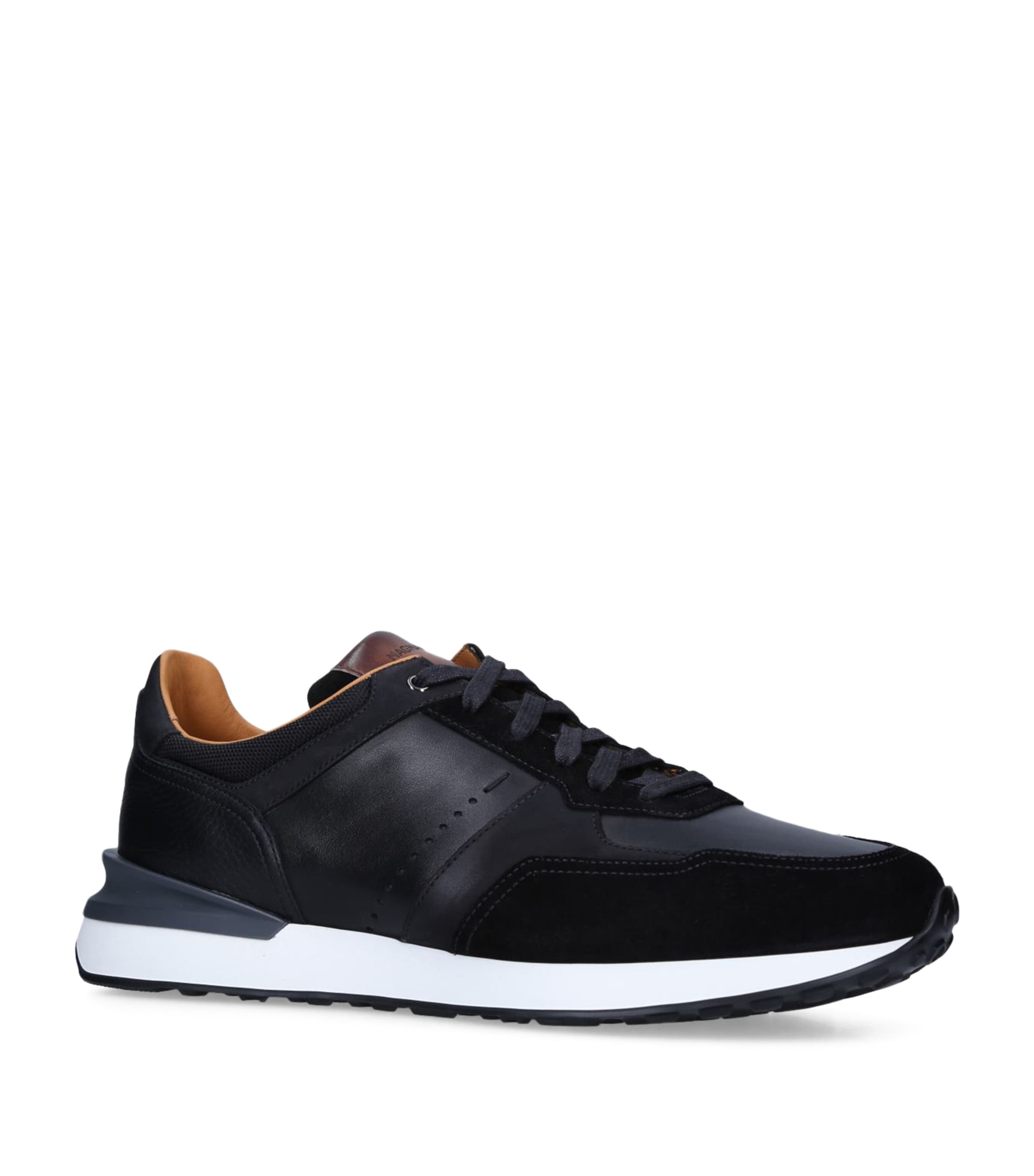 Magnanni Xl Grafton Leather And Suede Low-top Trainers In Black