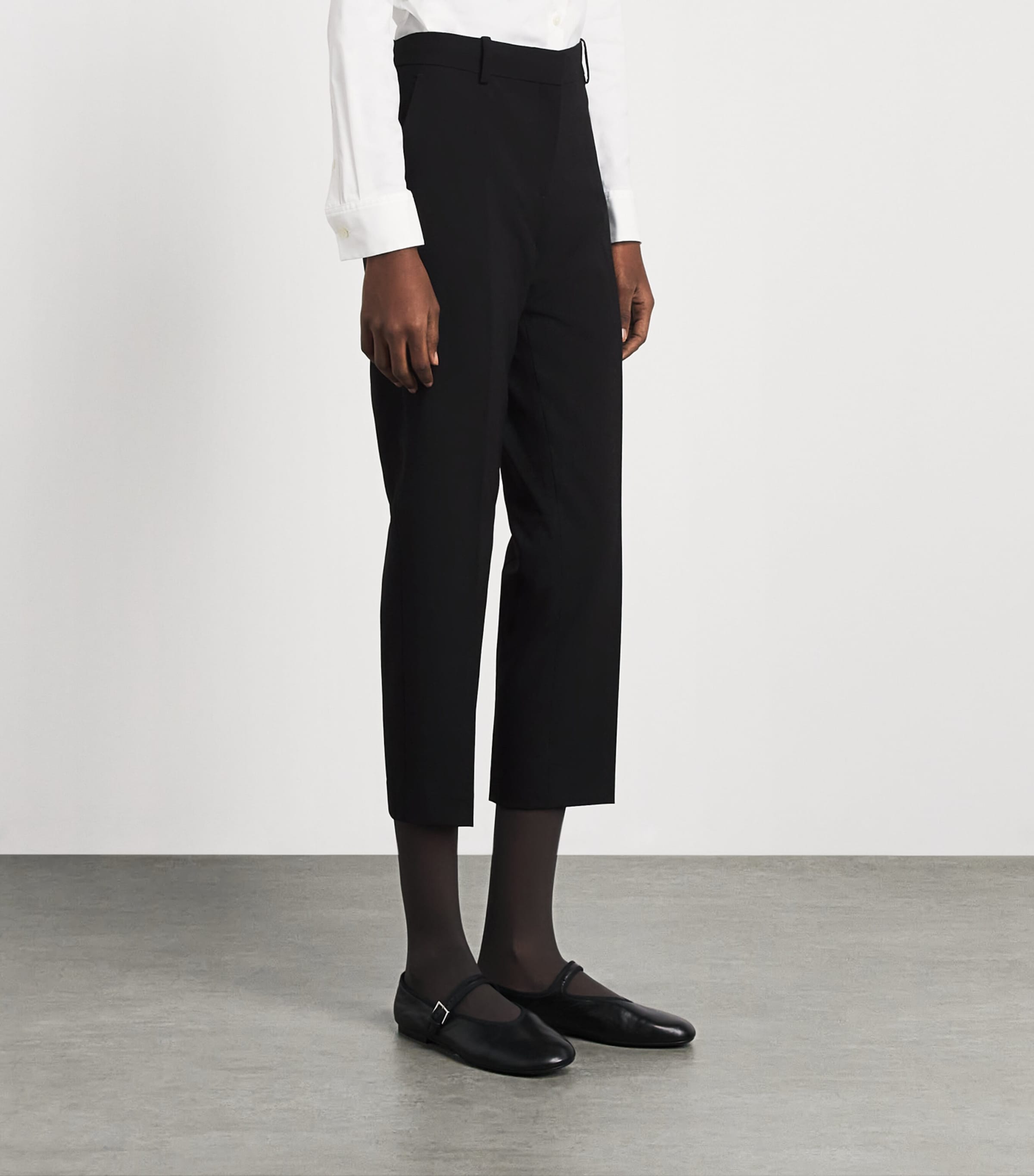 Theory Womens Stretch-Wool Cropped Treeca Trousers Black Image 4
