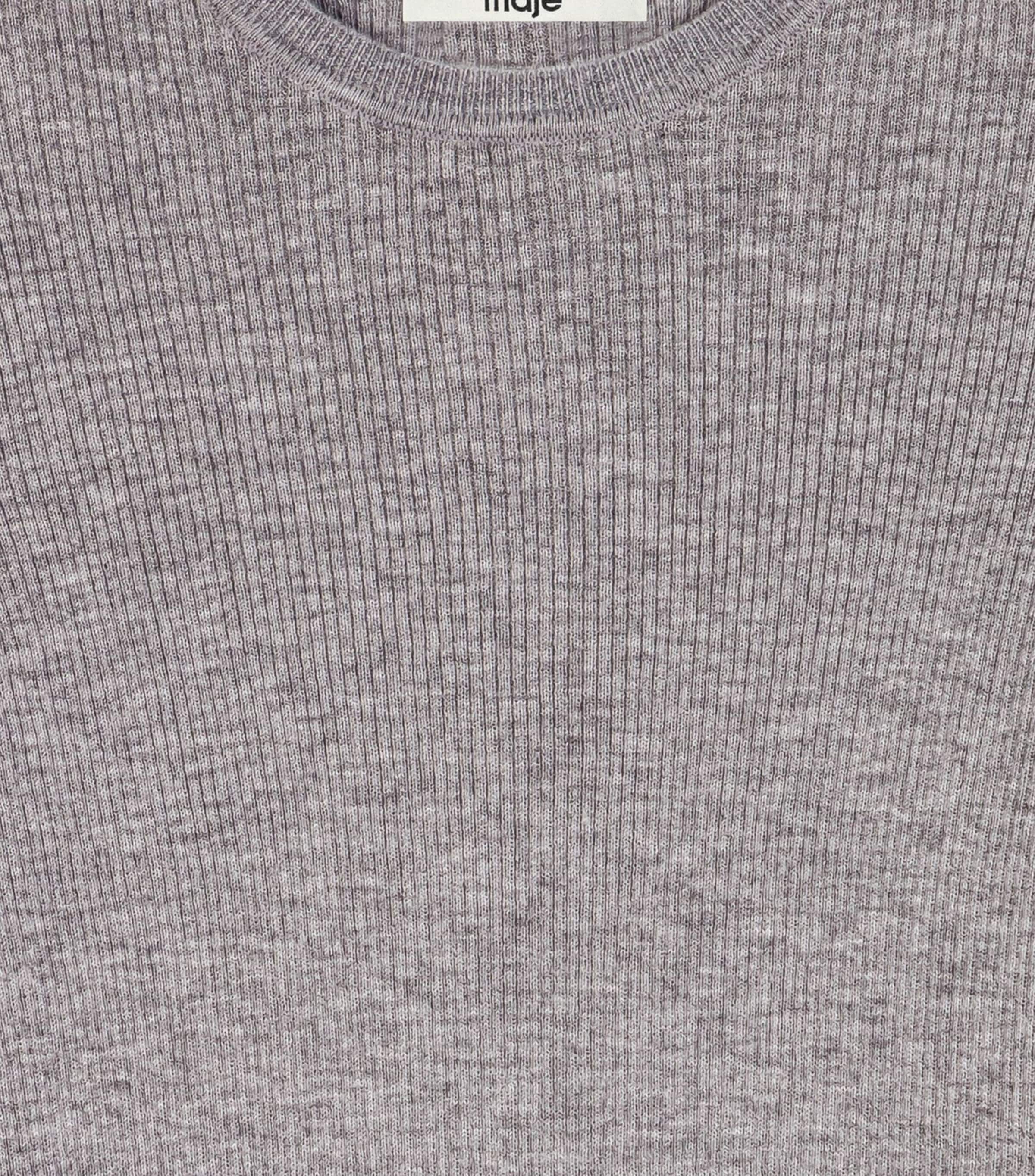 Maje Womens Wool-Silk Rib-Knit Sweater Grey Image 10