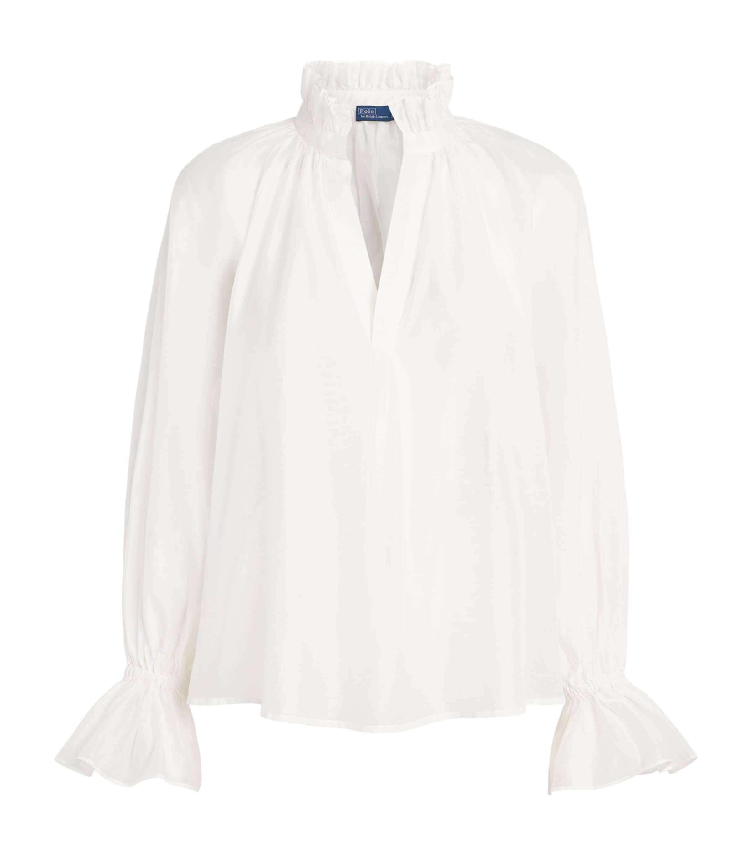 Polo Ralph Lauren Womens Cotton-Silk Lina Blouse White Image 1