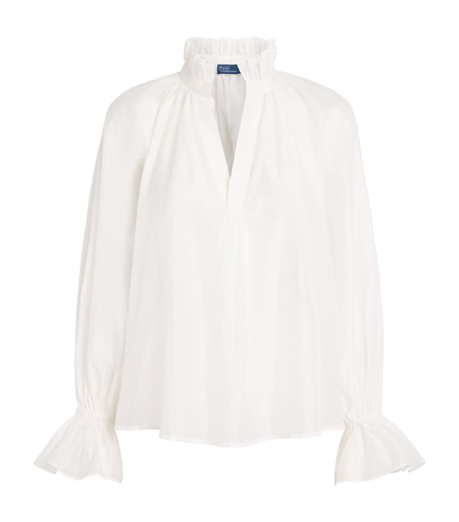 Polo Ralph Lauren Womens Cotton-Silk Lina Blouse White Image 1