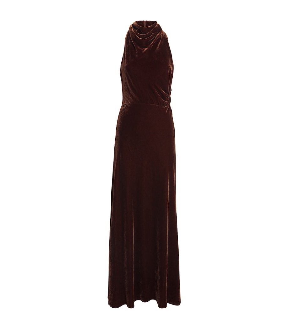 Velvet Draped Maxi Dress BURNT CARAMEL Image 1