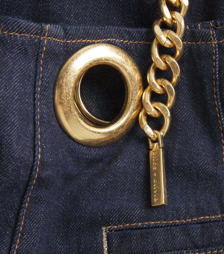 Alice+Olivia Womens Chain-Belt Jasper Jeans Dark Rinse Image 6