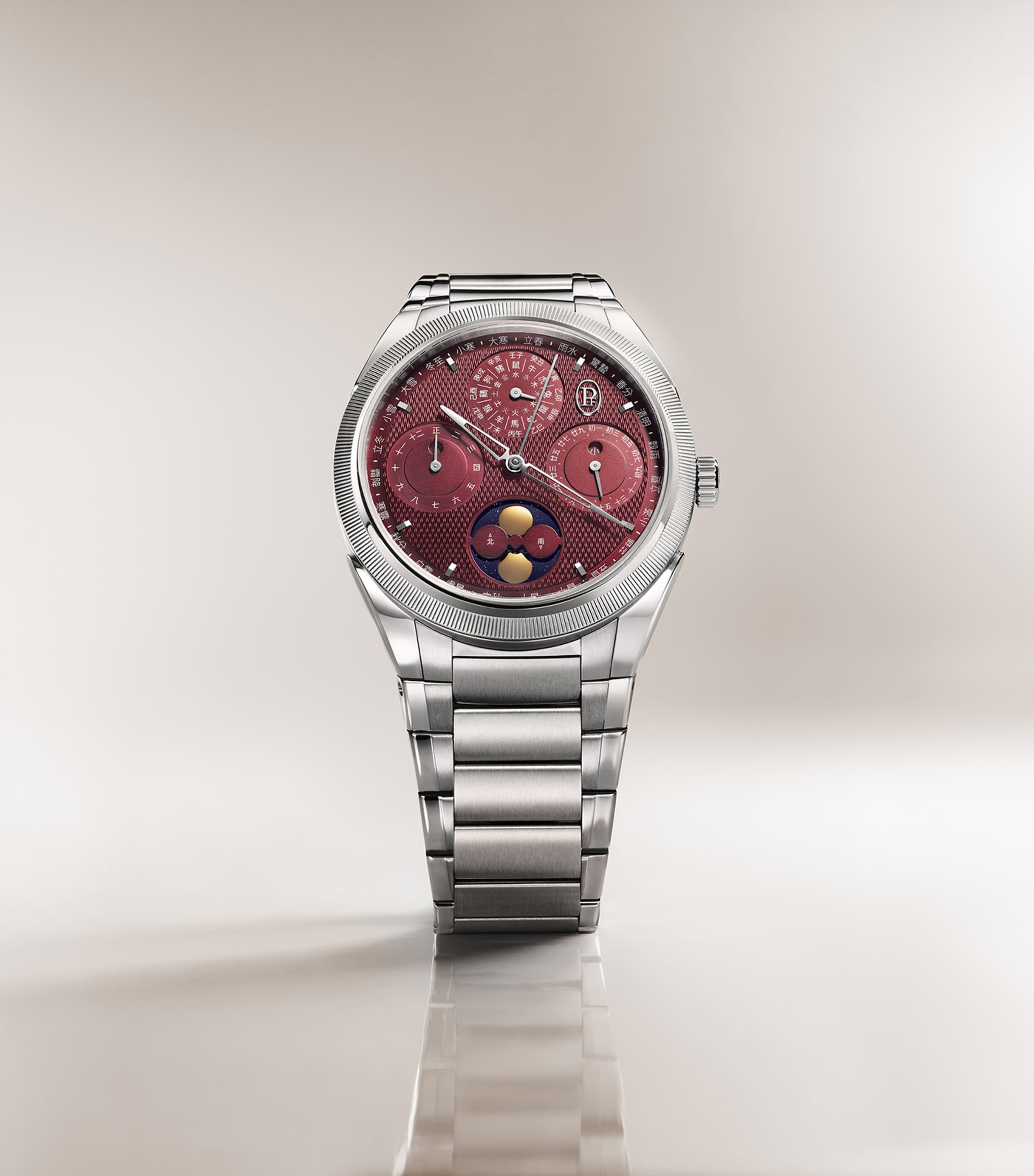 Stainless Steel Tonda PF Xiali Chinese Calendar Watch 42mm RED Image 6