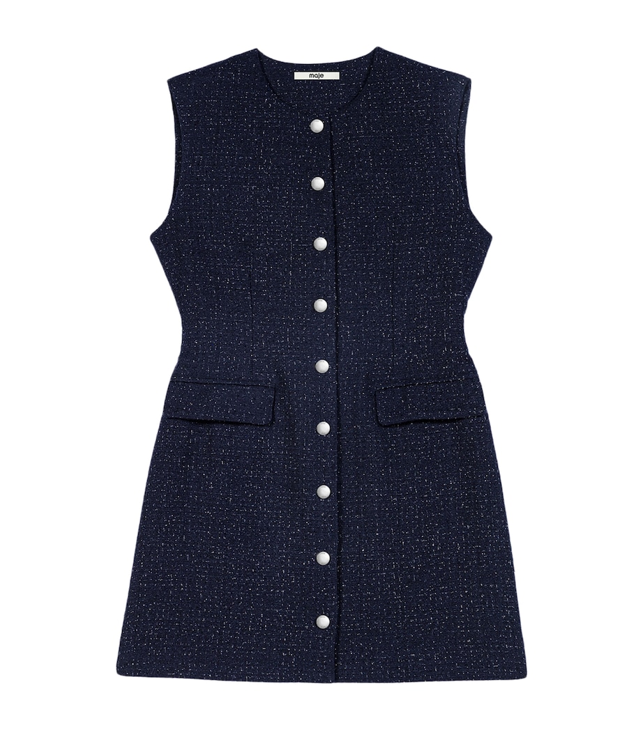 Maje Womens Lurex Tweed Mini Dress Navy Image 1
