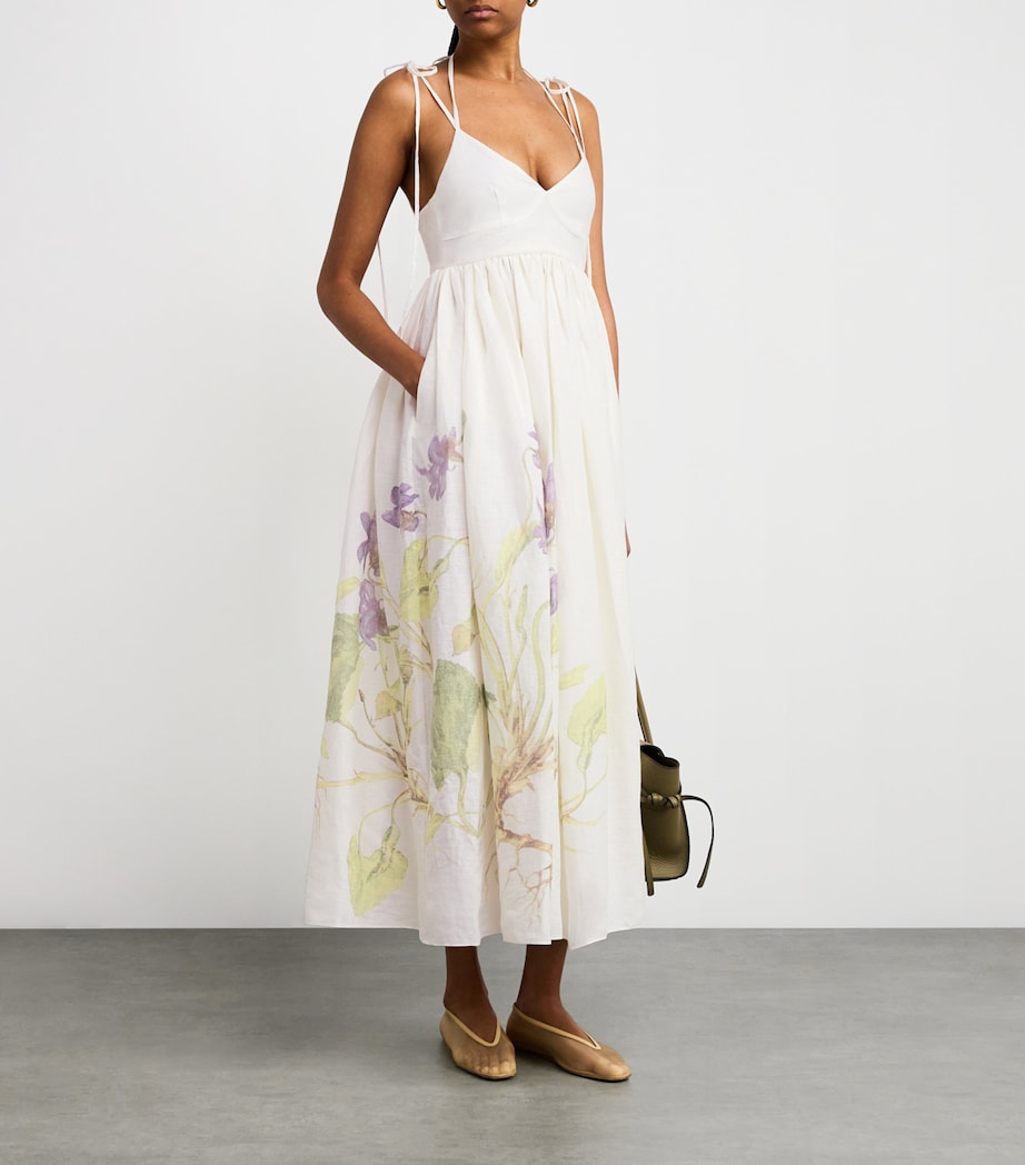 Linen Floral Maxi Dress BOTANICAL VOLT WHITE Image 2