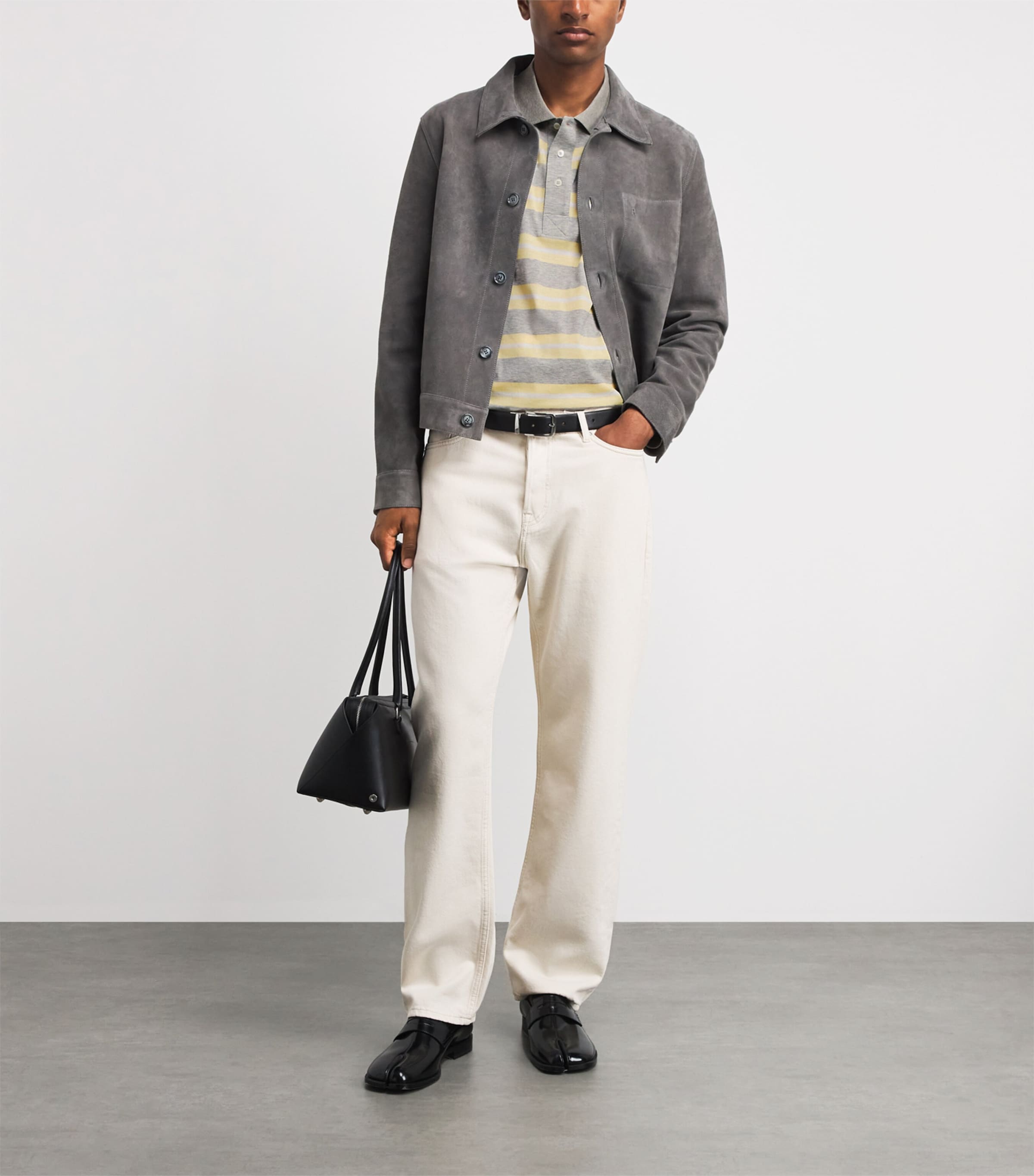 AMI Paris Mens Oversized Stripe Polo Shirt Grs Chn/junblnc Image 2