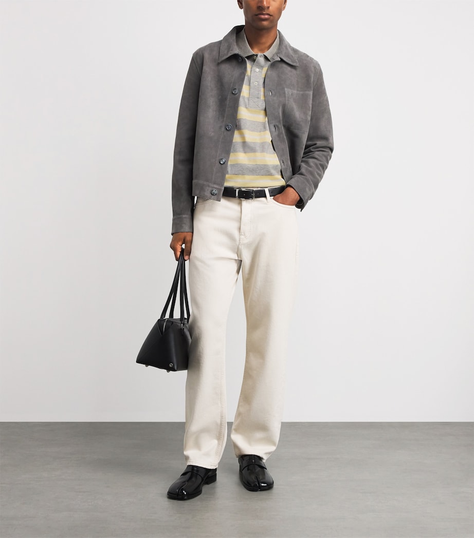AMI Paris Mens Oversized Stripe Polo Shirt Grs Chn/junblnc Image 2