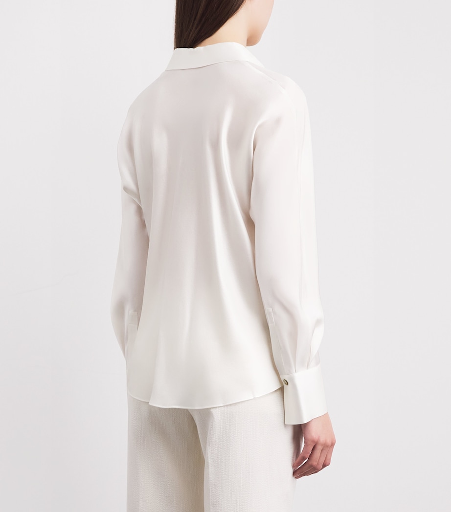 Vince Womens Silk Bias Blouse Off White Image 5