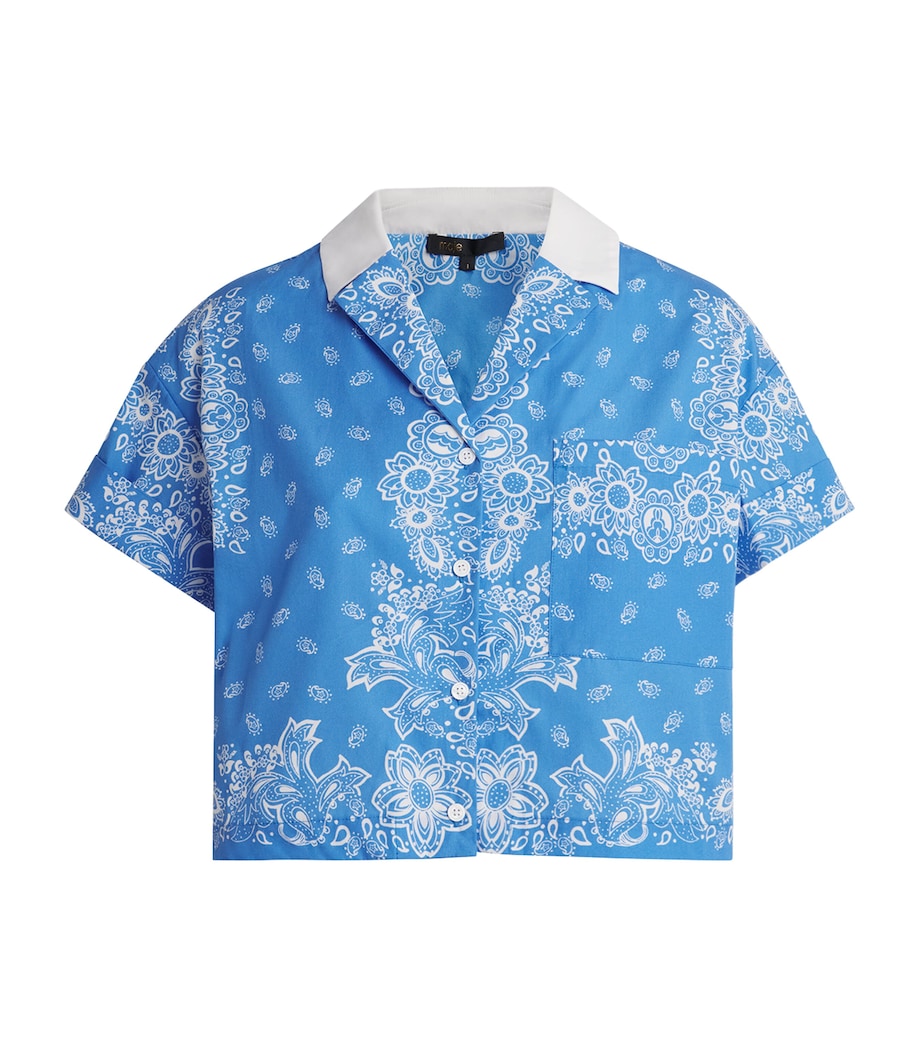 Maje Womens Cotton Printed Shirt Sky Blue Bandana Image 1