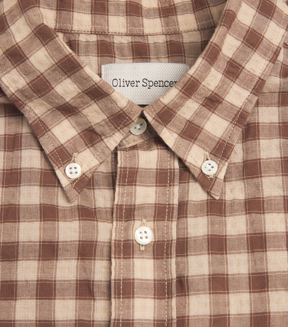 Oliver Spencer Mens Check Brook Shirt Brown Image 6