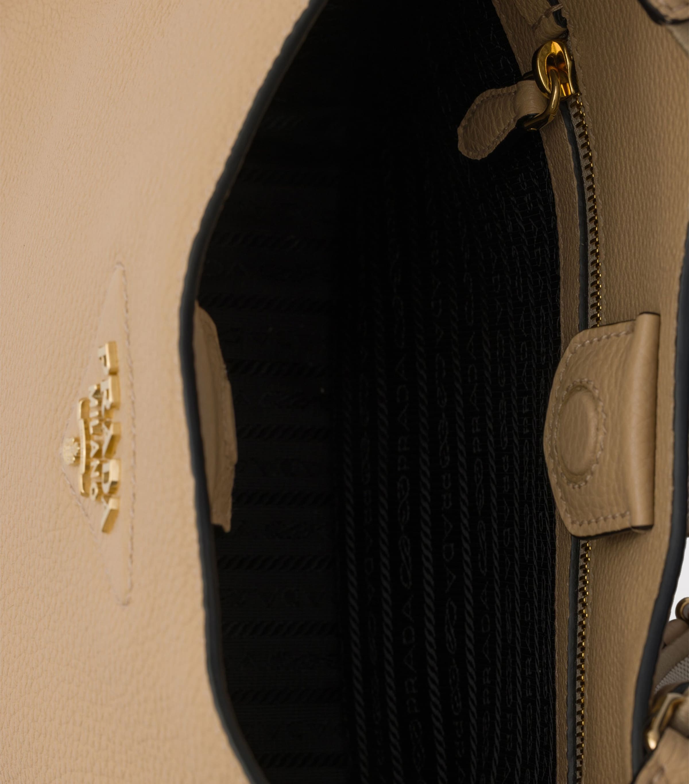 Prada Medium Leather Shoulder Bag Neutral Image 6