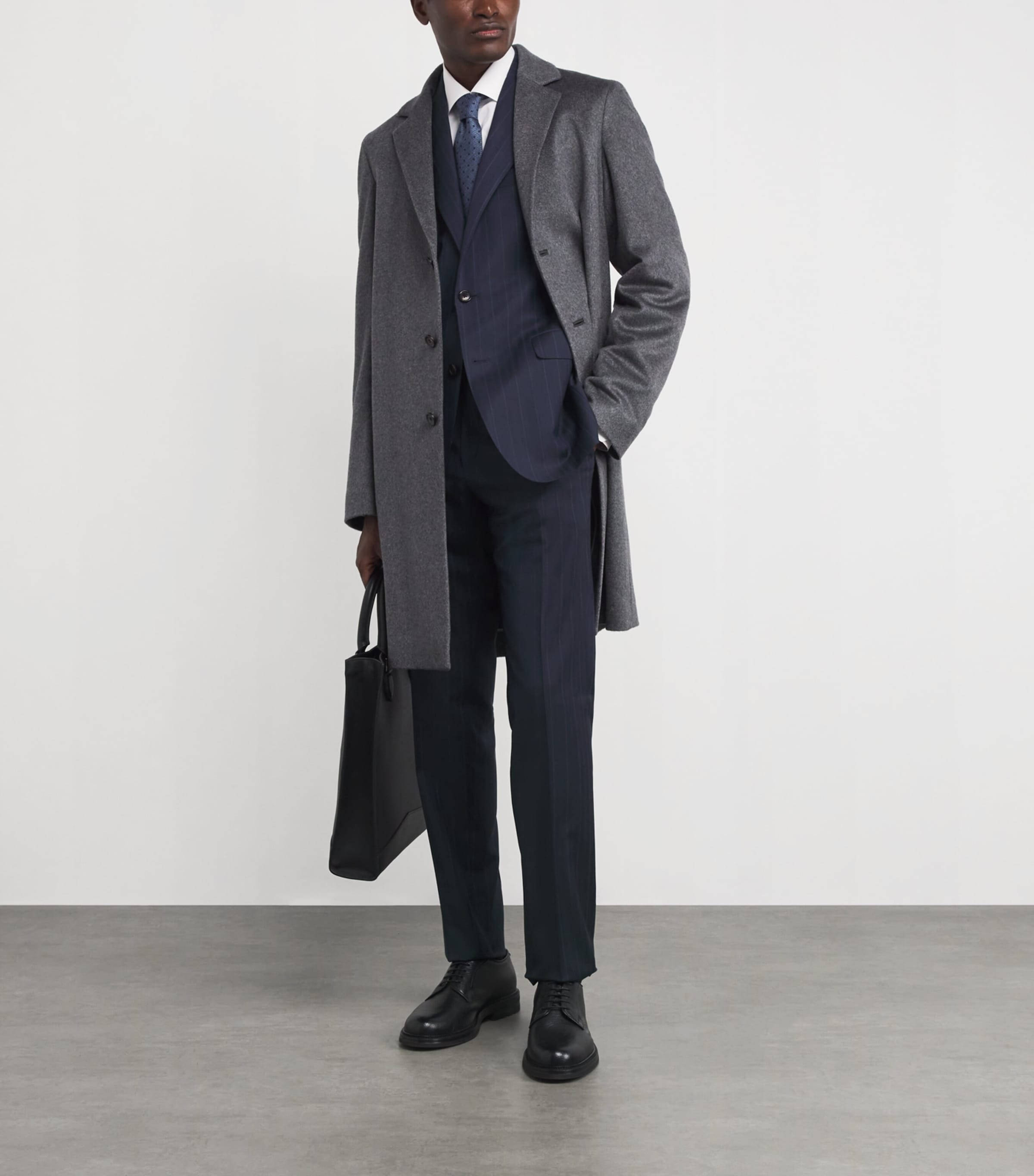 Virgin Wool Stripe 2-Piece Suit 001 NAVY BLUE Image 2