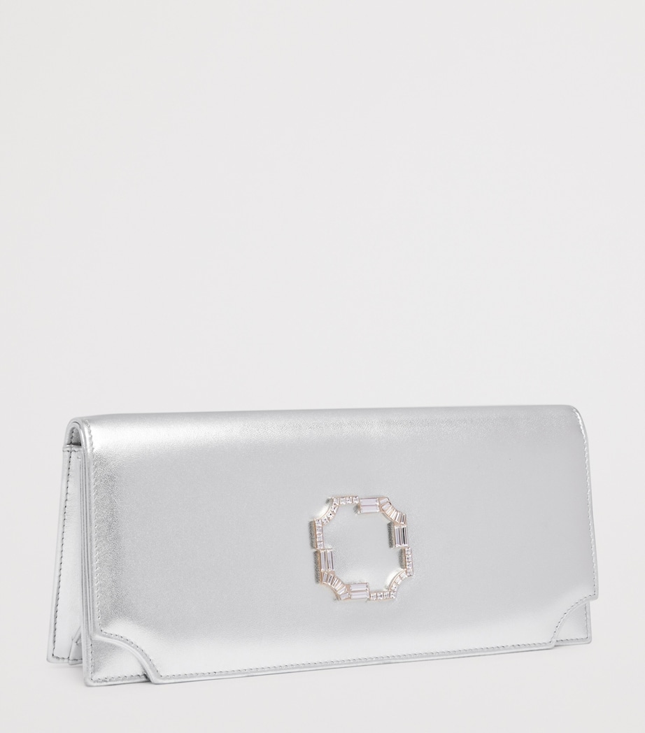 Metallic Leather Vivien Clutch Bag SILVER Image 2
