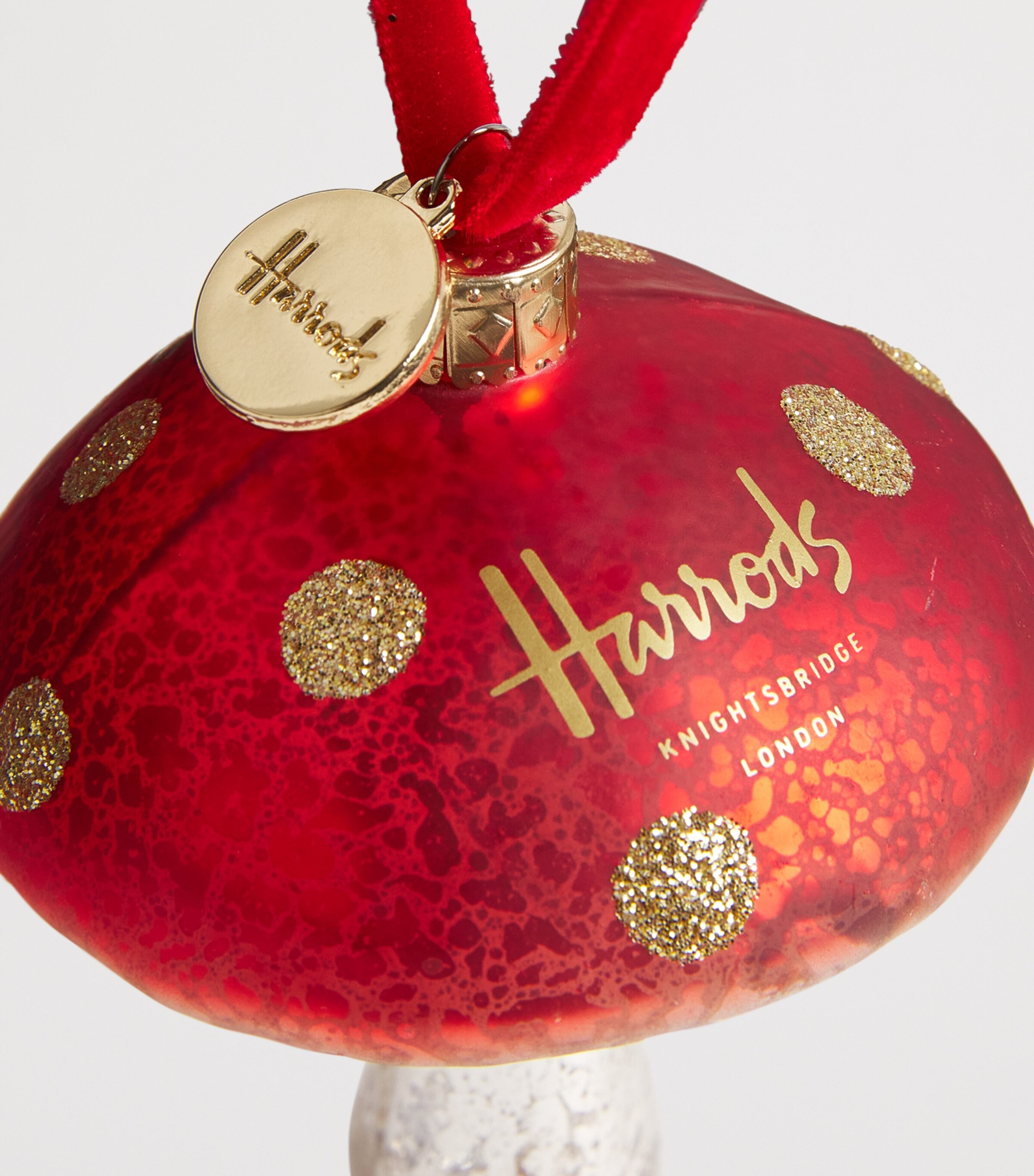 Harrods Glass Mushroom Tree Decoration Pale Red Image 2