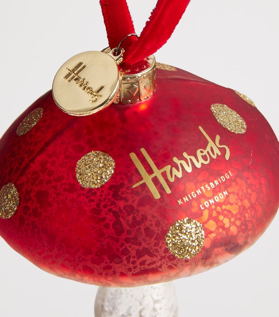 Harrods Glass Mushroom Tree Decoration Pale Red Image 2