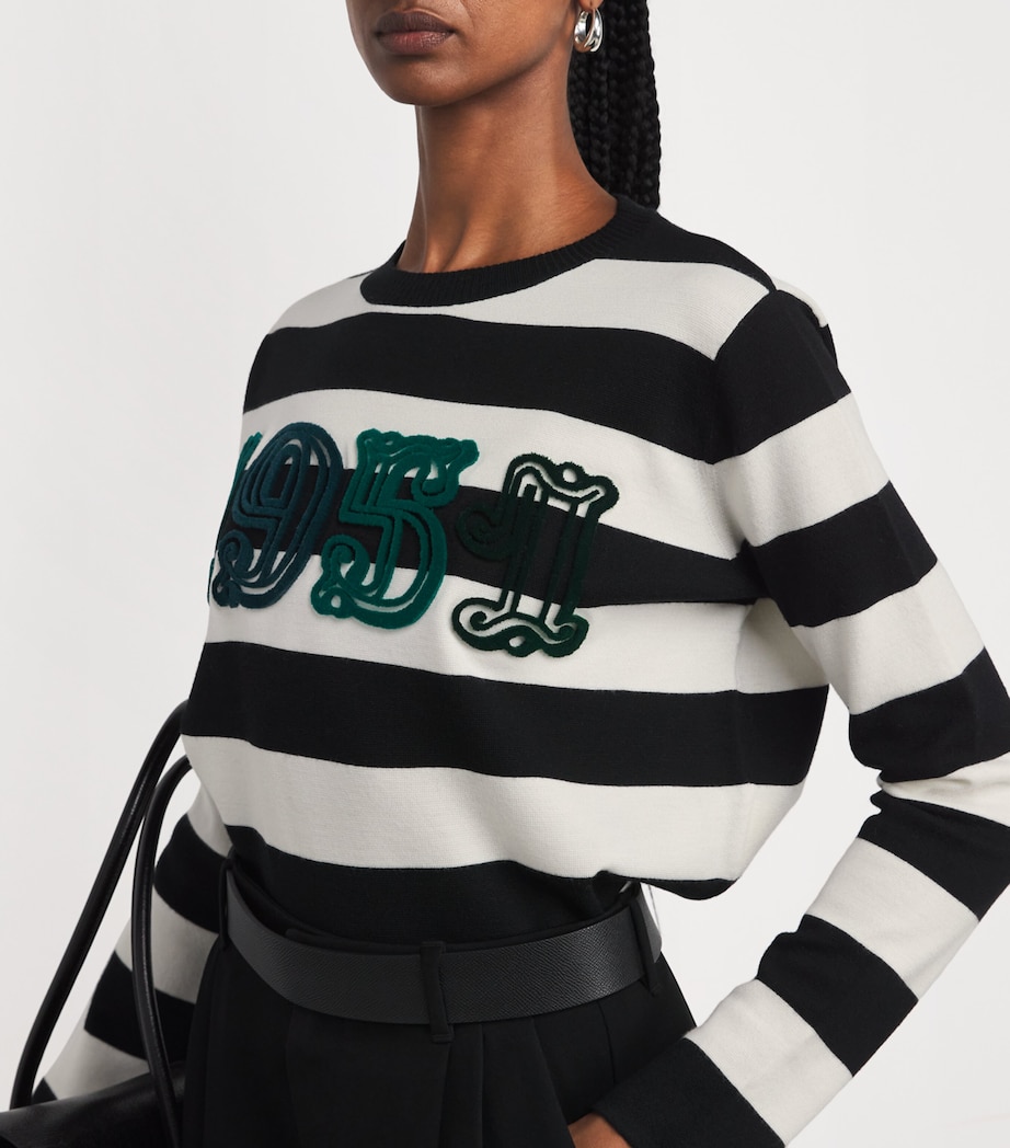 Virgin Wool Stripe 1951 Sweater WHITE BLACK Image 6