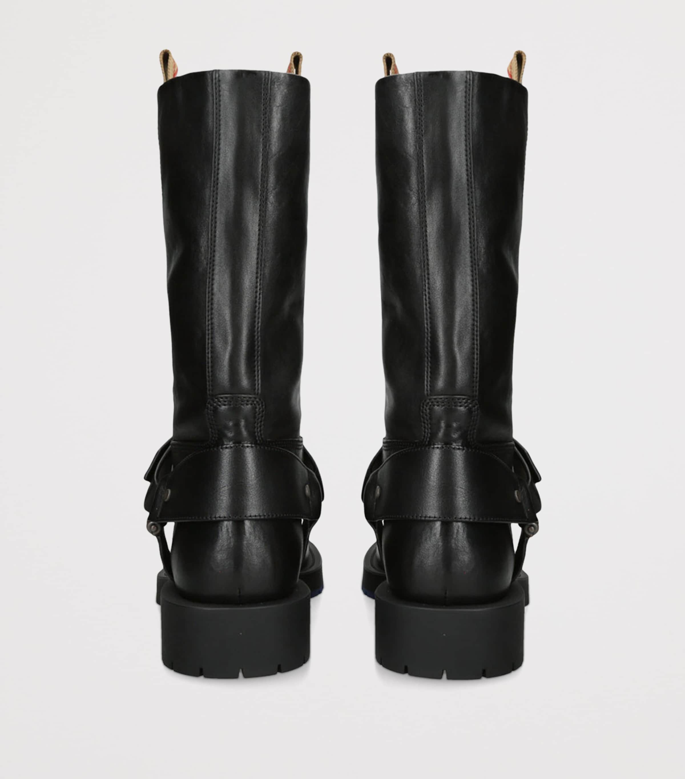 Leather Soft Saddle Boots BLACK Image 2