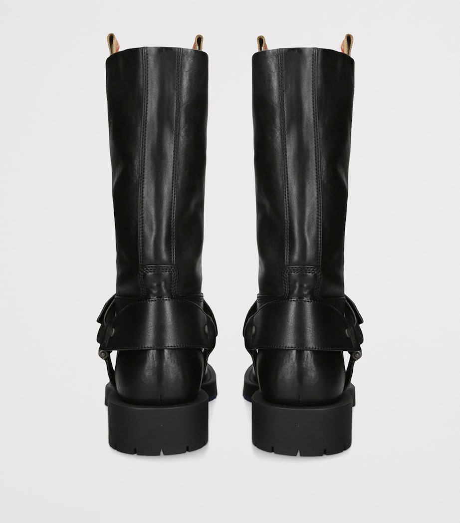 Leather Soft Saddle Boots BLACK Image 2