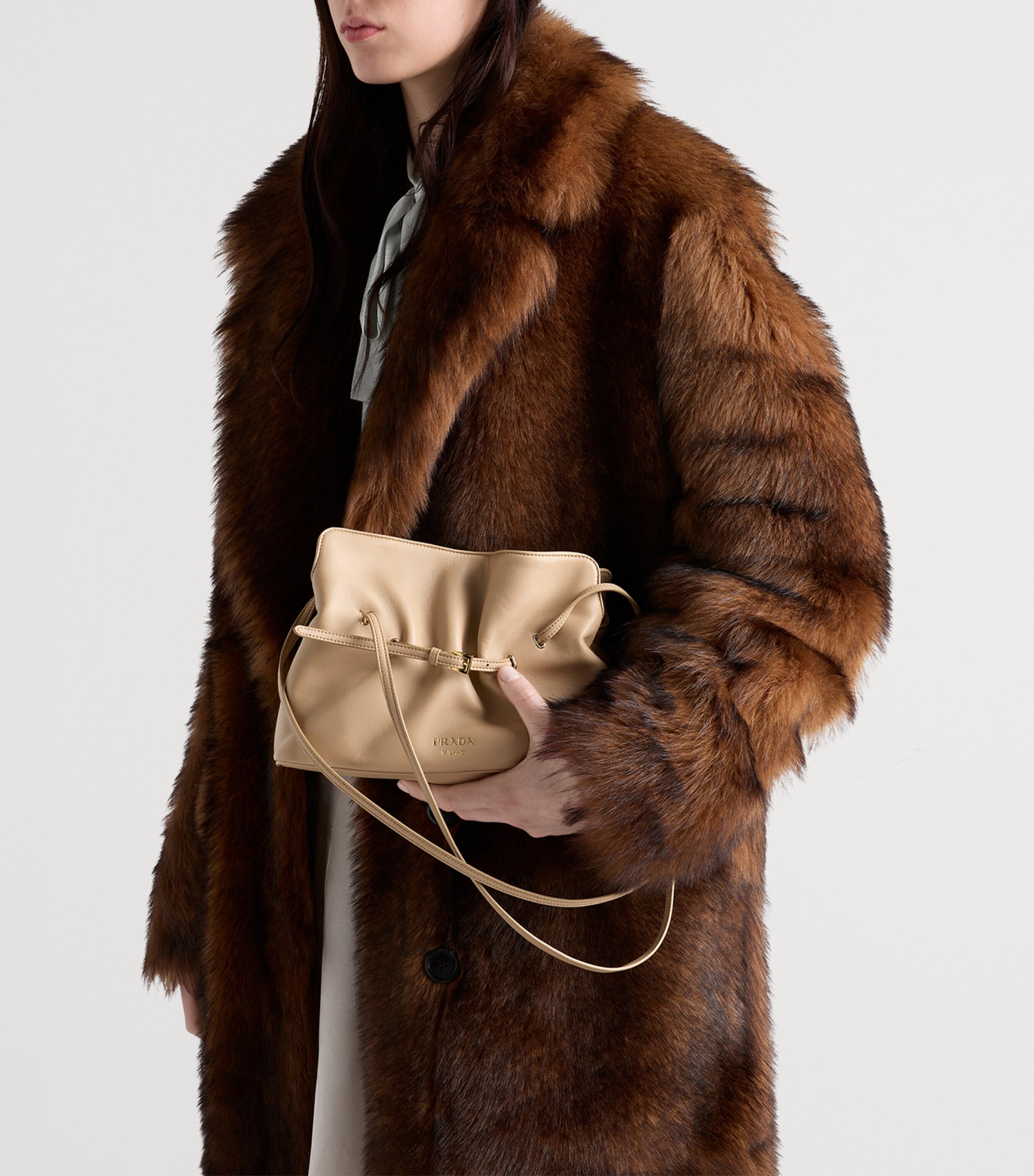 Prada Neutral Small Leather Dada Shoulder Bag | Harrods BA