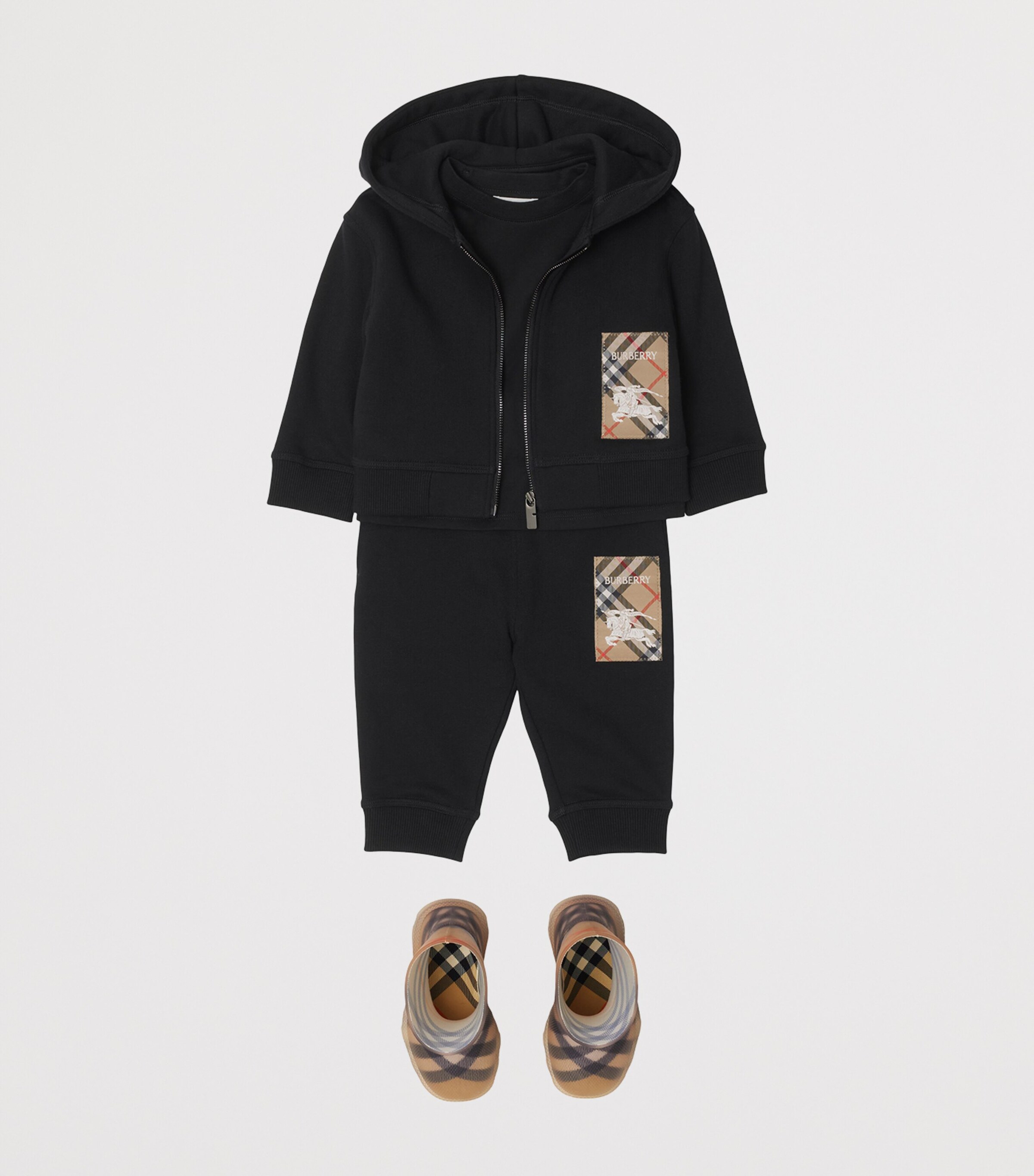 Burberry Kids Cotton Check-Label Sweatpants (6-24 Months) Black Image 4
