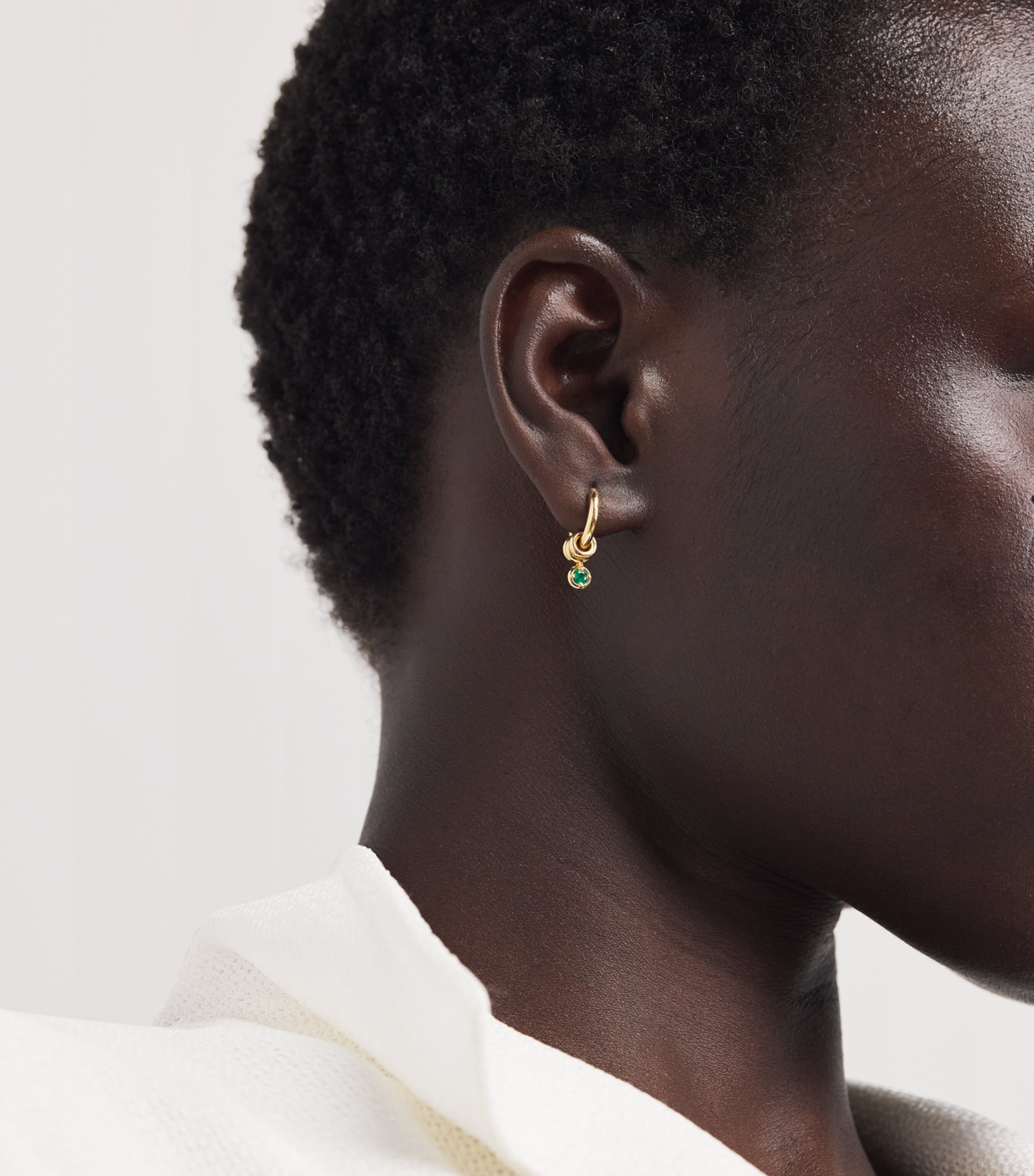 Spinelli Kilcollin Yellow Gold and Emerald Zahra Hoop Earrings Yellow Gold Image 2