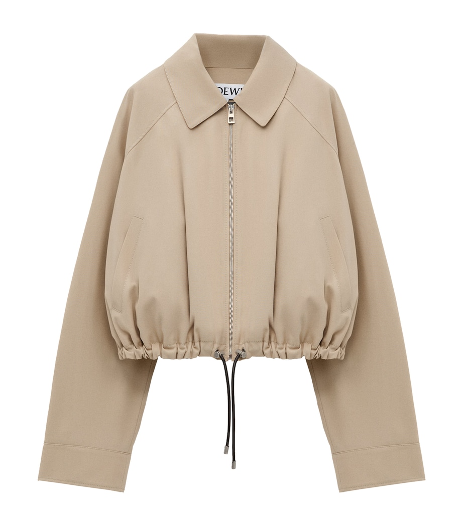 Cotton-Blend Drawstring-Hem Balloon Jacket BEIGE Image 1