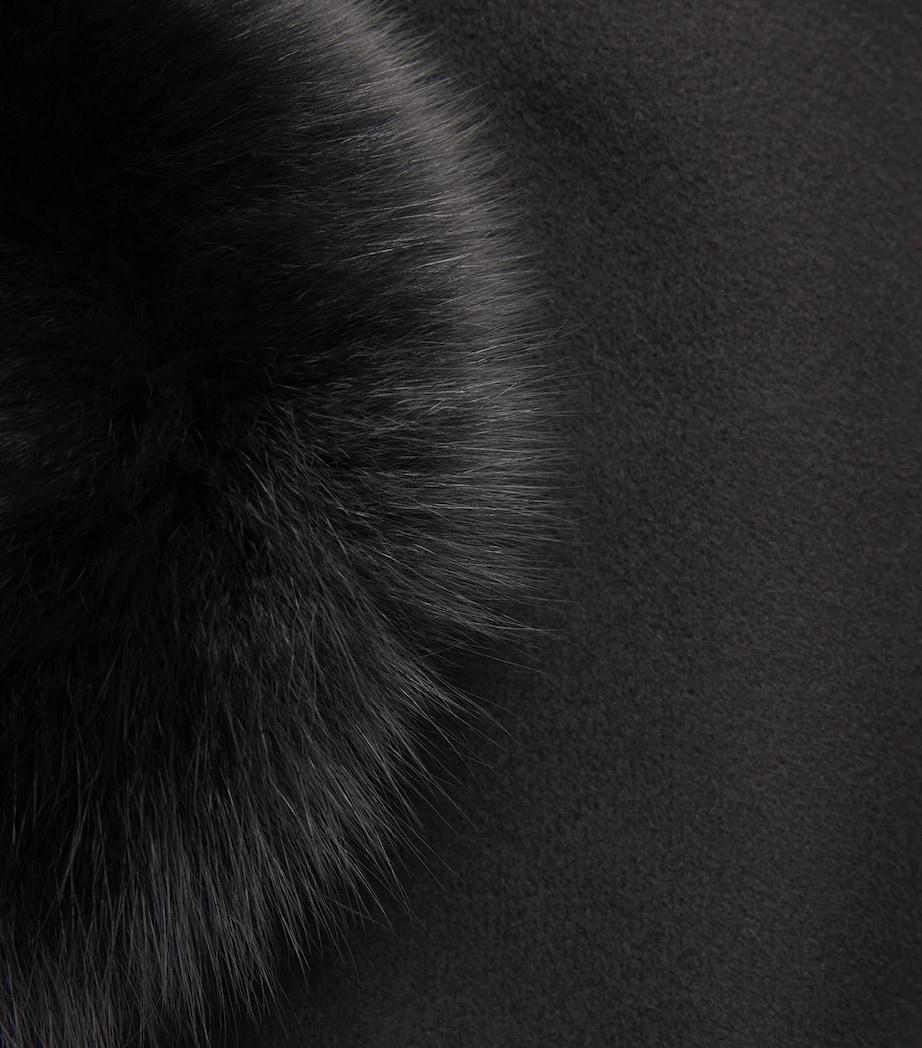 Wool-Cashmere Fox-Trim Cape Coat C99 Image 5