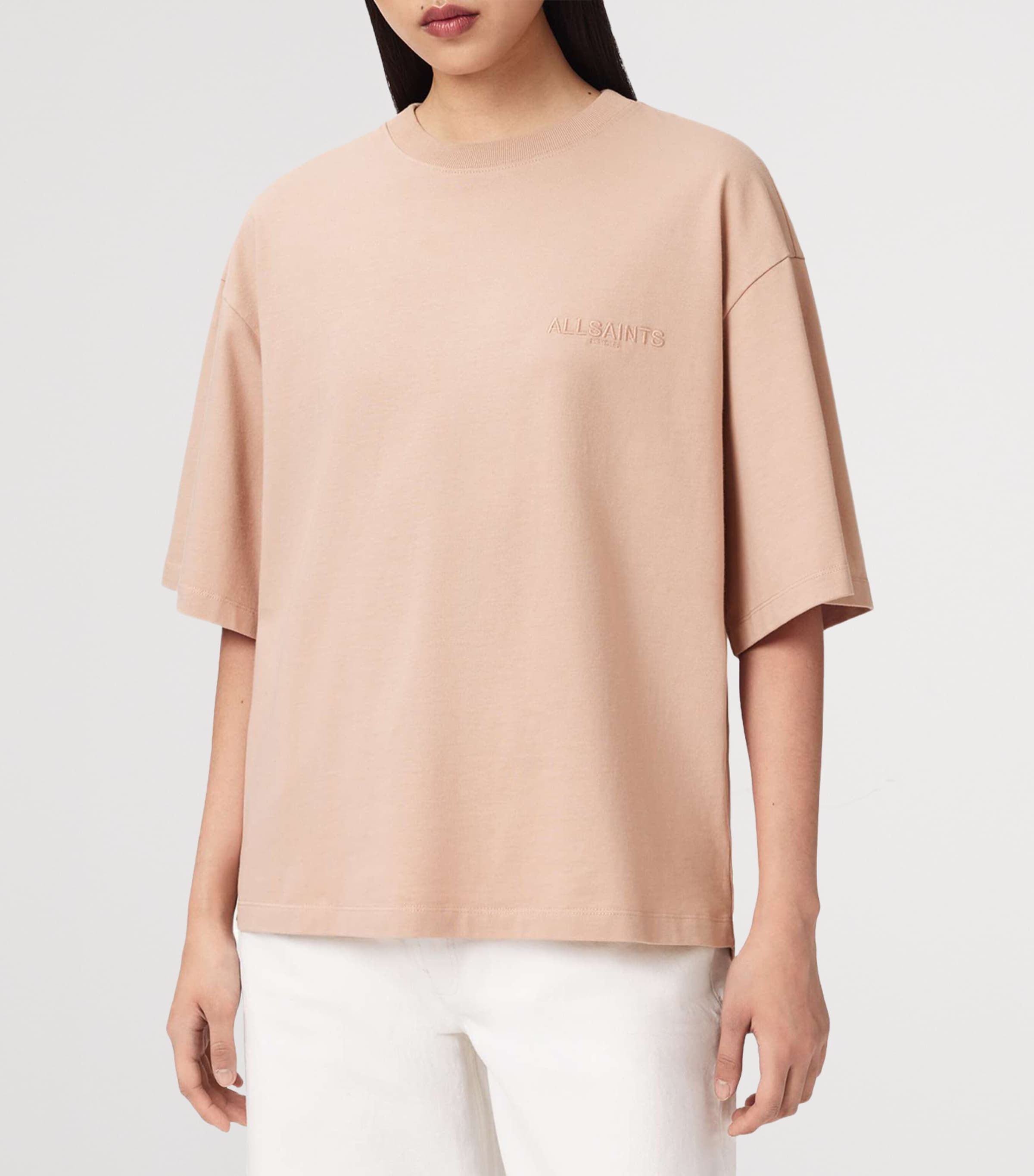 AllSaints Womens Organic Cotton Graphic Amelie T-Shirt Dusty Pink Image 3