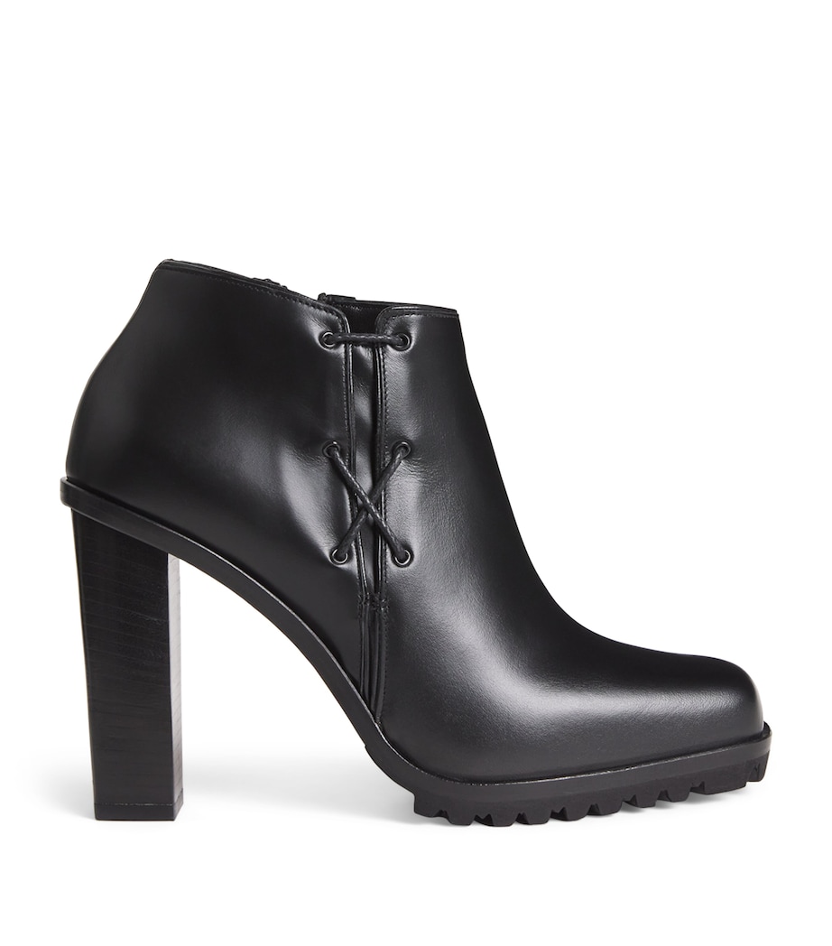 Leather Lace-Up Ankle Boots BLACK Image 1