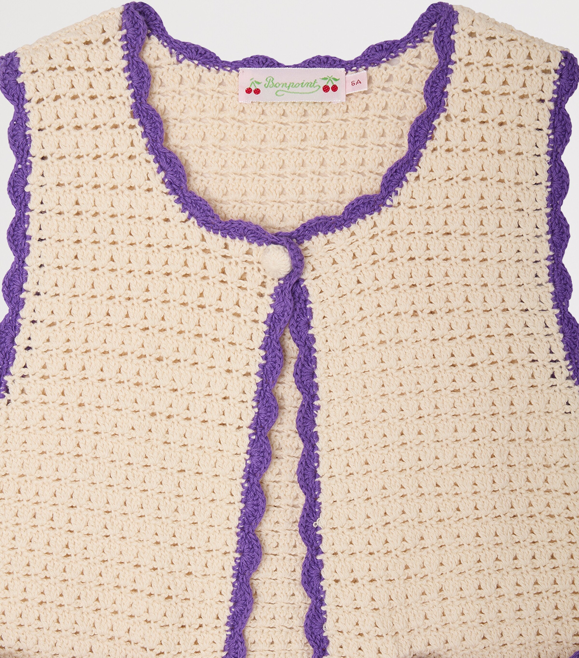 Bonpoint Cotton Crochet Laila Dress (4-8 Years) Ecru Image 3