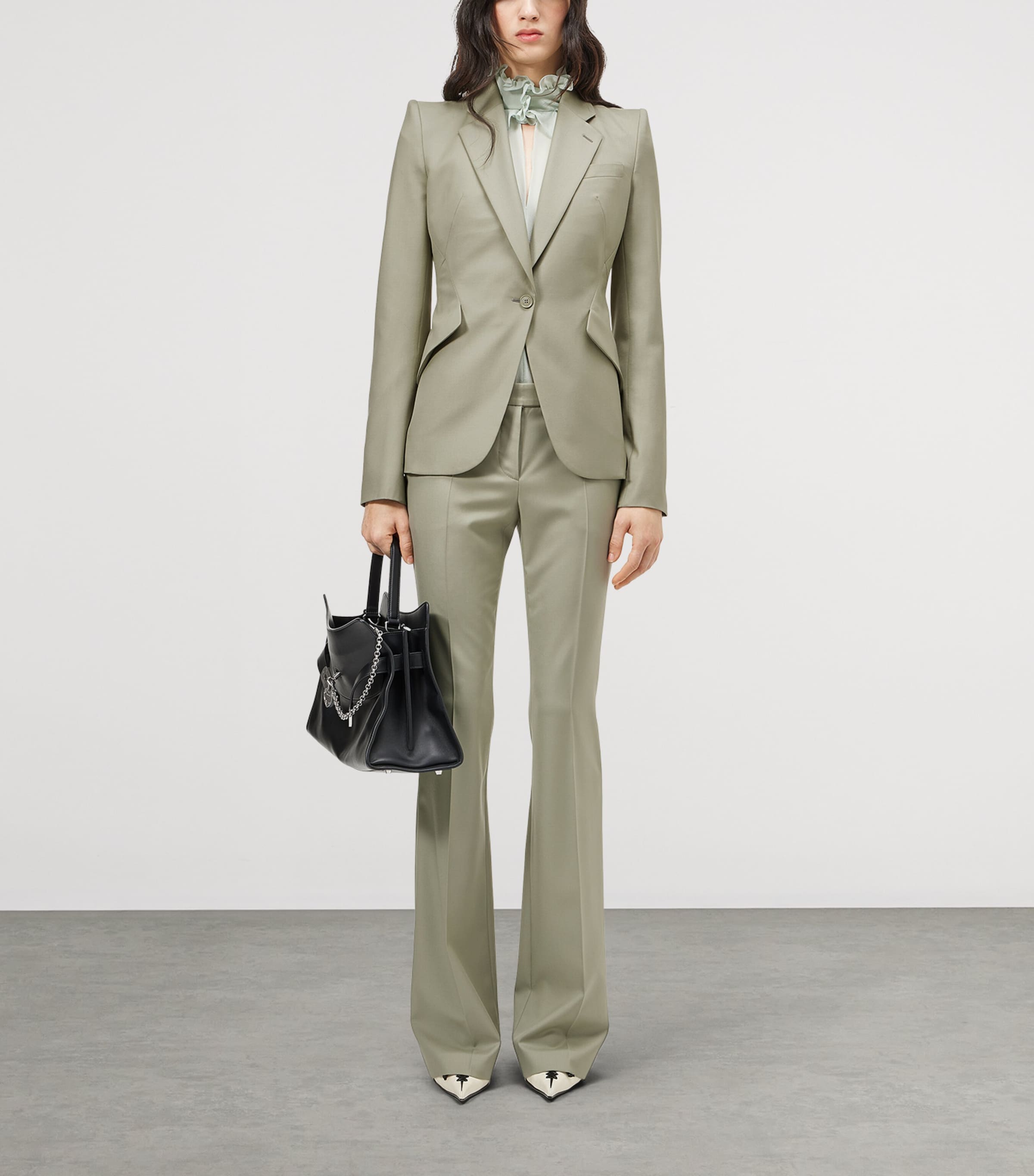 McQueen Womens Wool Bootcut Trousers Image 2