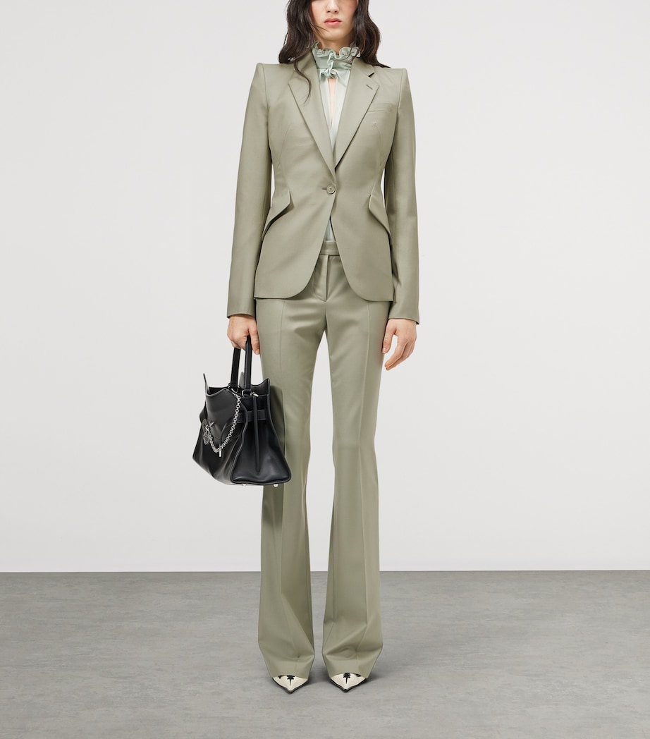 McQueen Womens Wool Bootcut Trousers Image 2