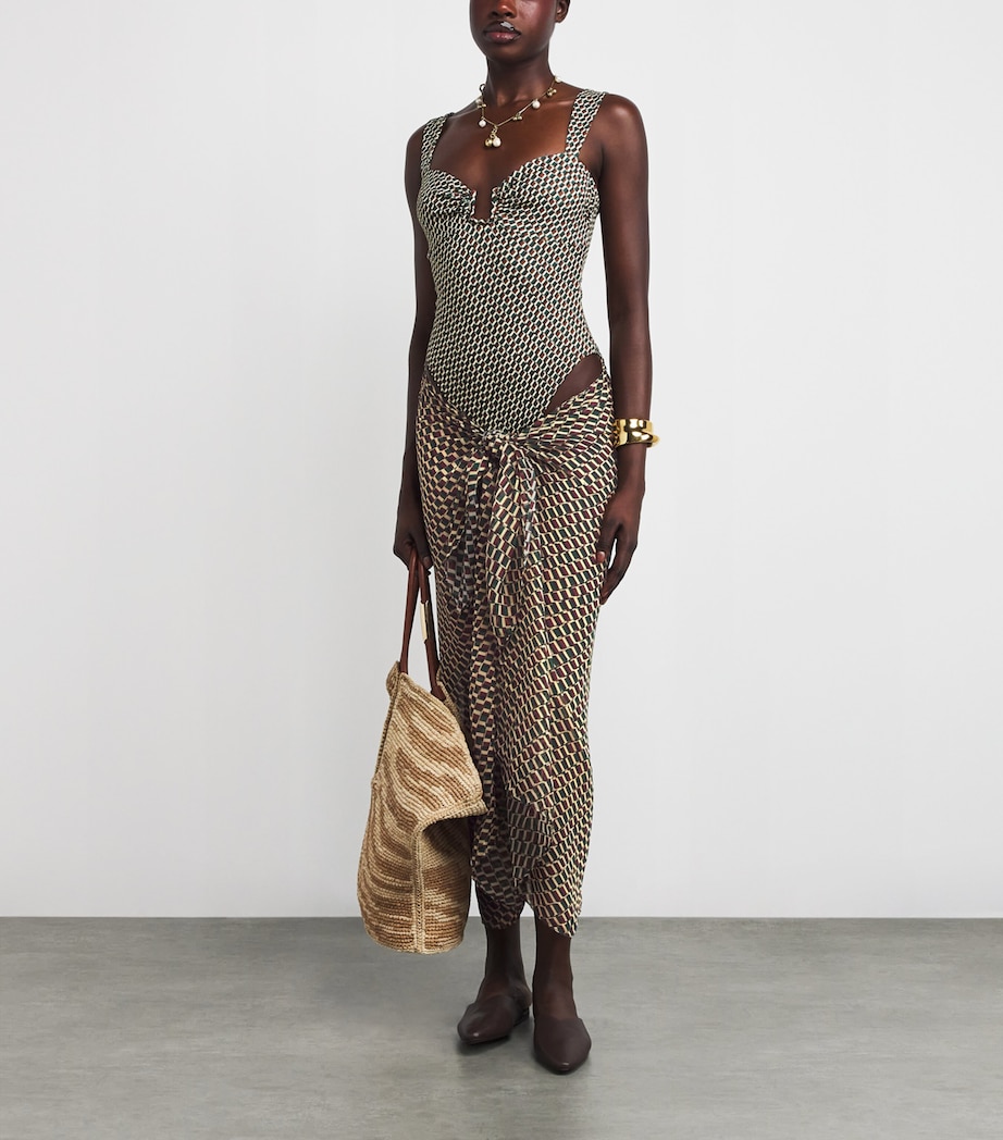 Geometric Print Santorini Sarong IVY GREEN GEO PRINT Image 2