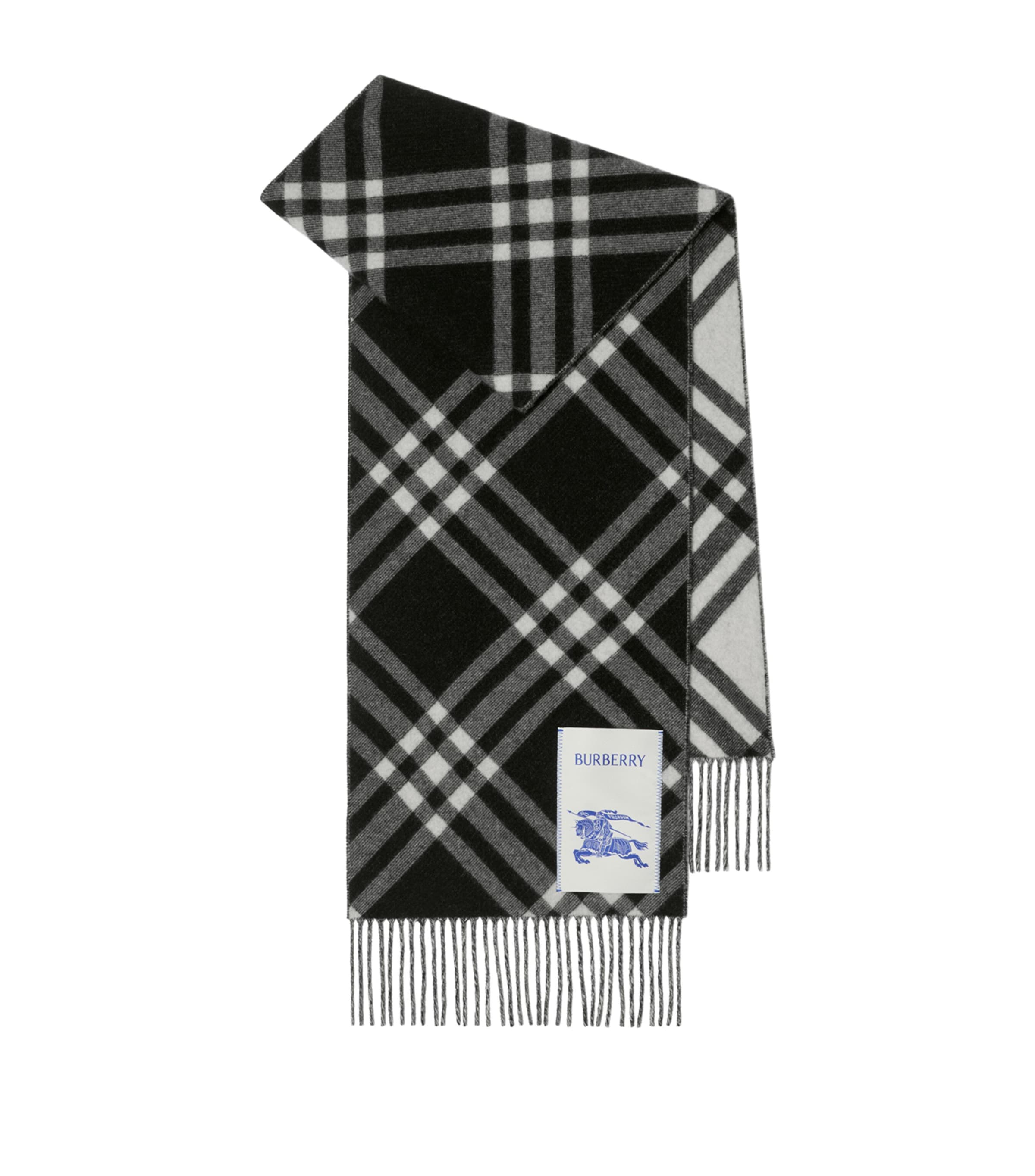 Burberry Black Cashmere Check Scarf | Harrods US