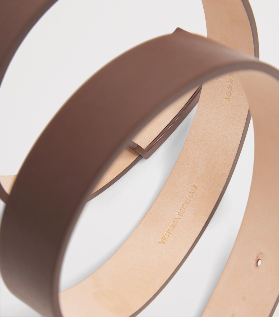 Leather B-Buckle Belt DARK BROWN Image 5