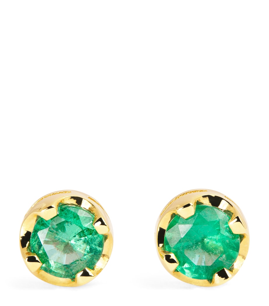 Medium Yellow Gold and Emerald Stud Earrings YELLOW GOLD Image 1