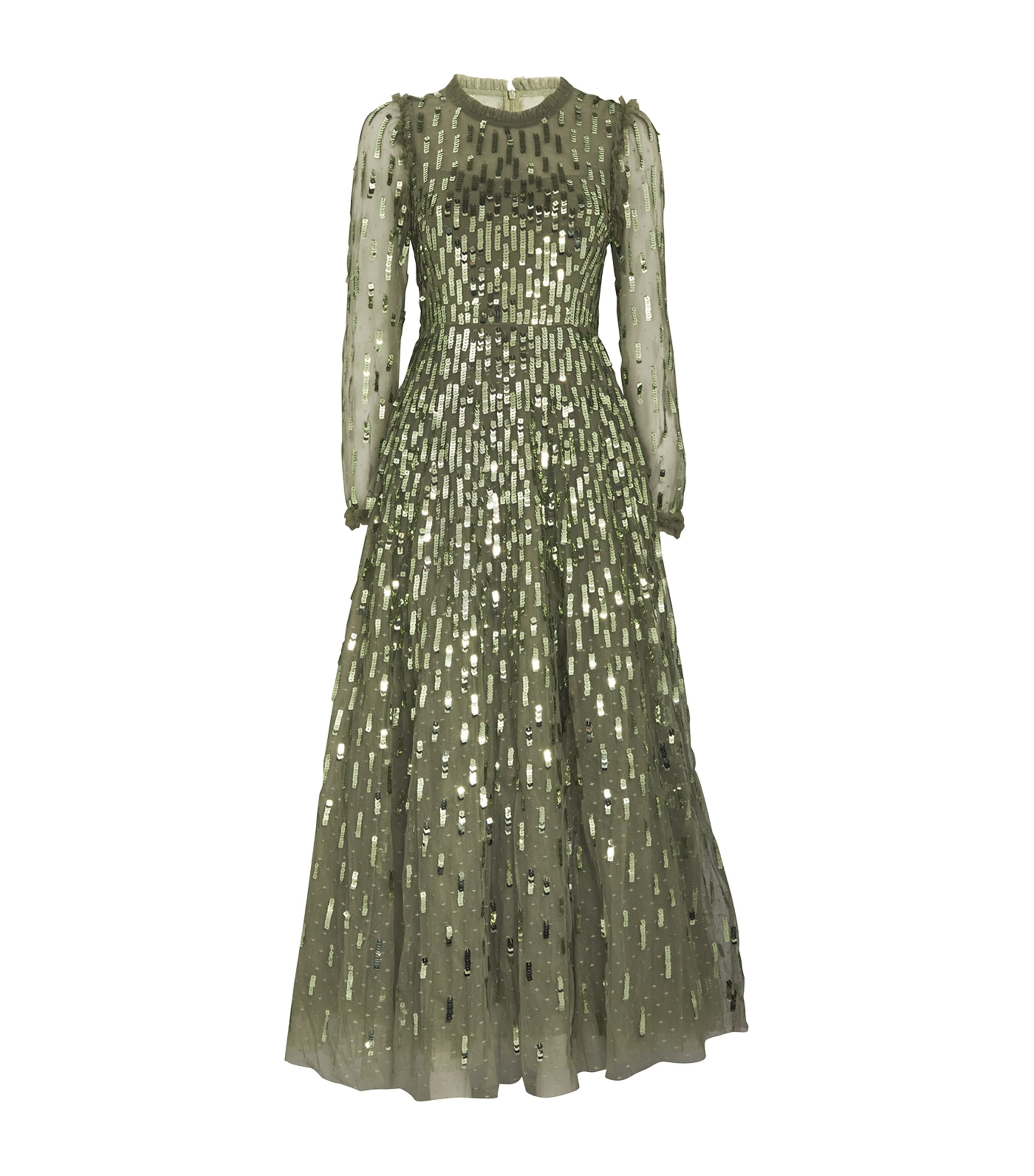 Shop Needle & Thread Sequin-embellished Dash Gown In Green