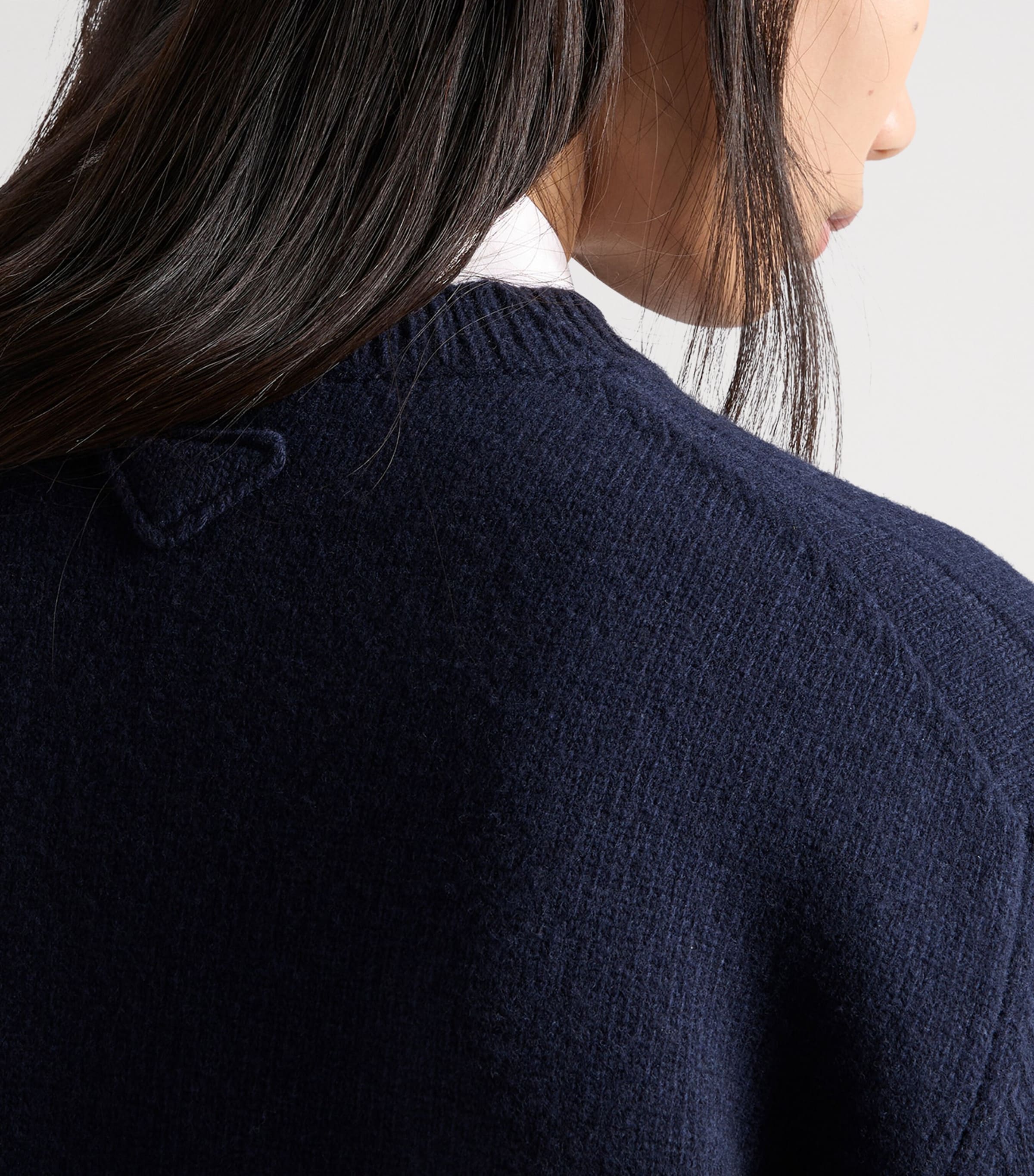 Prada Womens Wool Elbow-Patch Sweater Blue Image 6