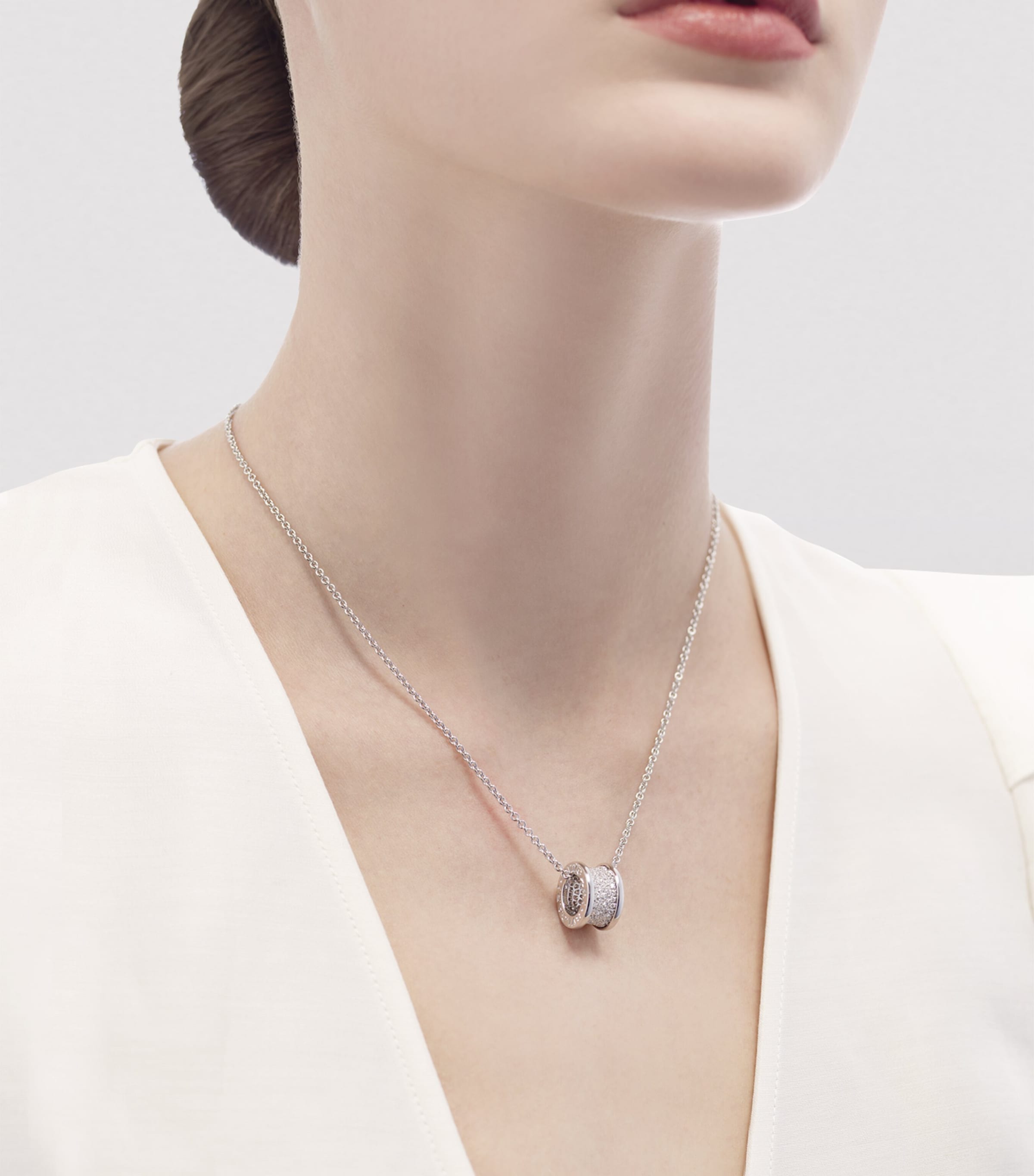 Bvlgari White Gold Pavé Diamond B.zero1 Necklace White Gold Image 2