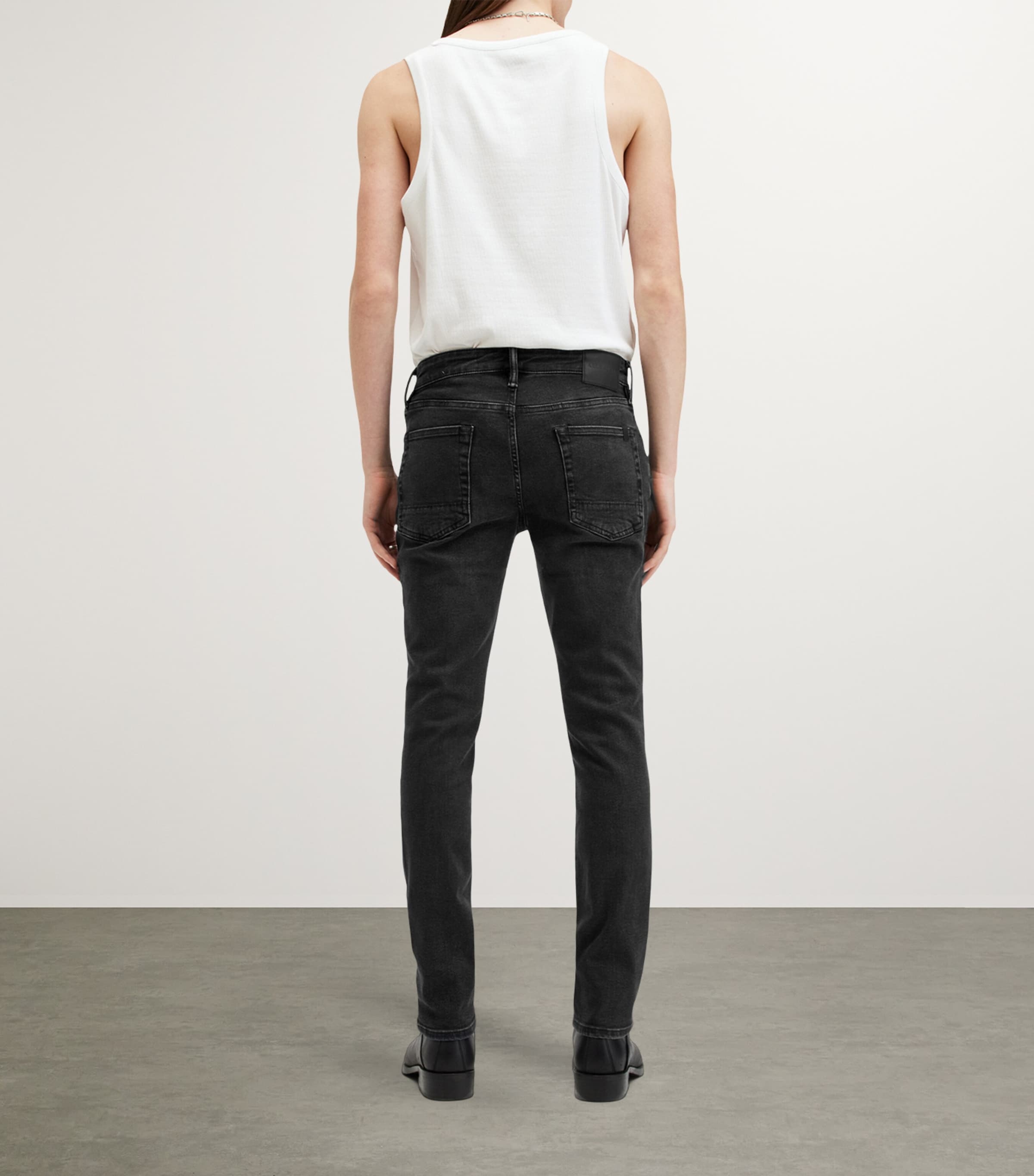 AllSaints Mens Sid Slim Jeans Washed Black Image 3