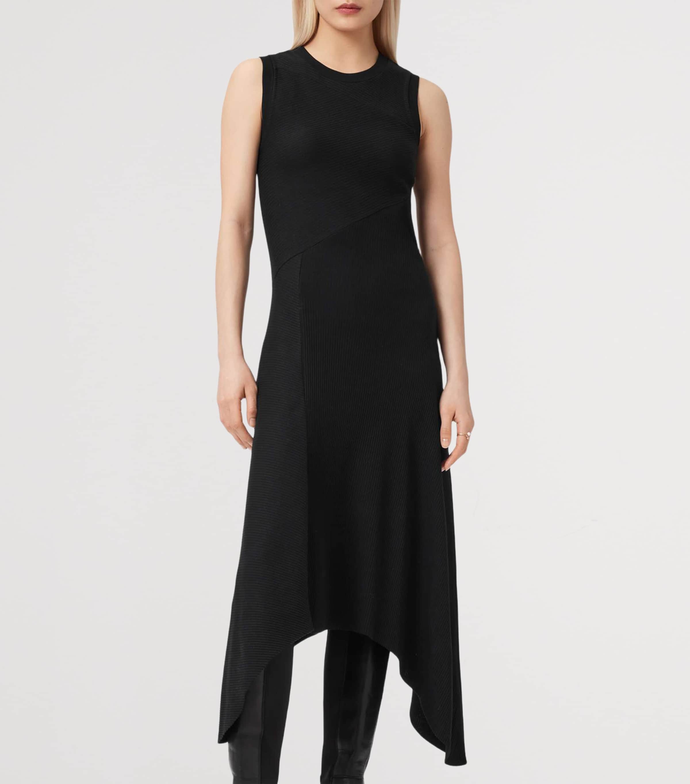 AllSaints Womens Stretch-Cotton Gia Midi Dress Black Image 3