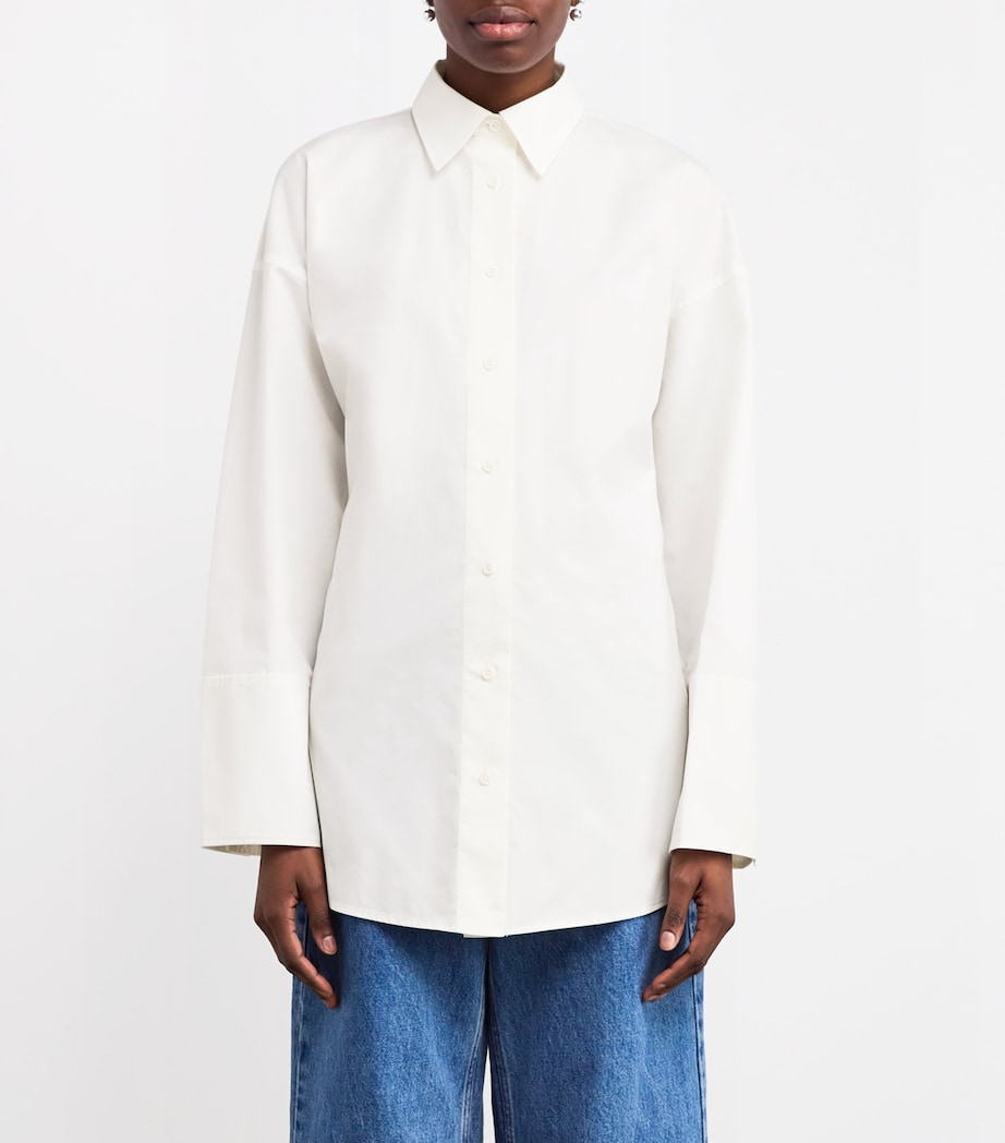 Cotton Open-Back Shirt POPELINE WHTE Image 3